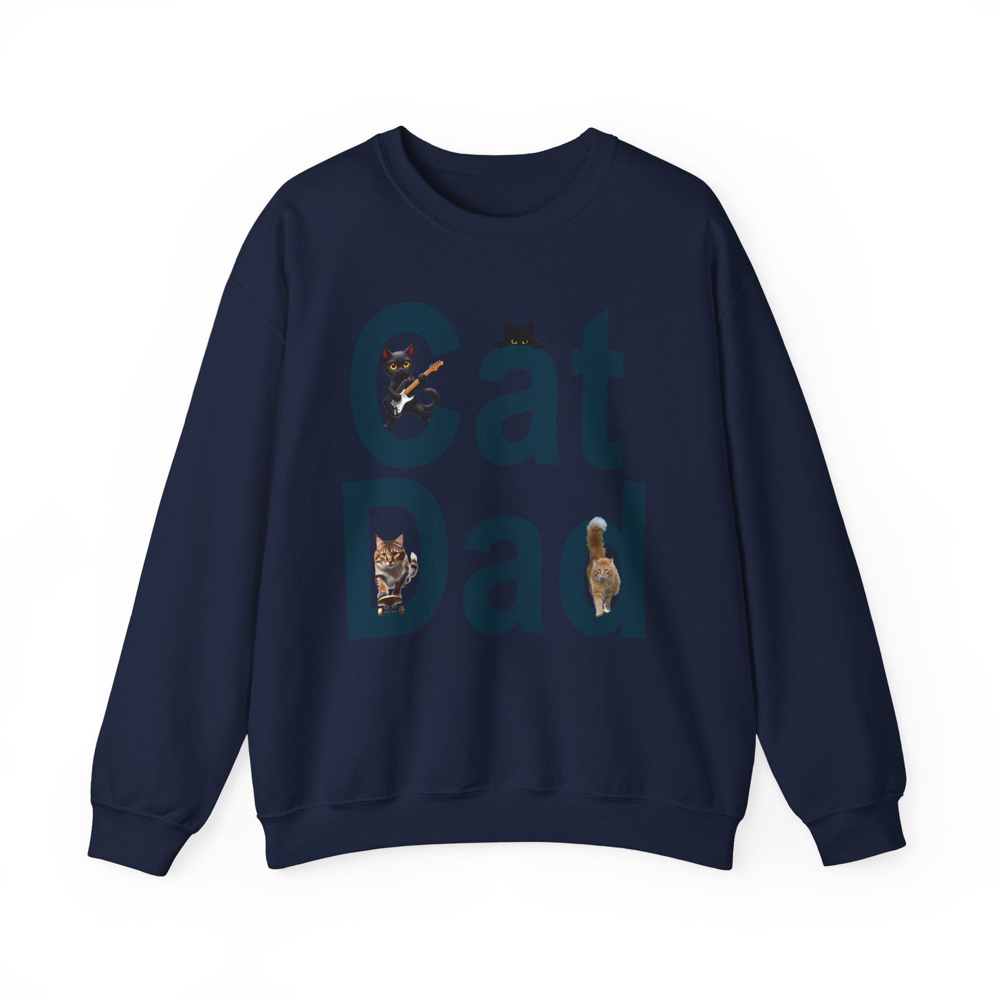 Cat Lovers Sweatshirt - Cat Dad Life: Purrfection in Progress ๐พ- Unisex Heavy Blend Crewneck