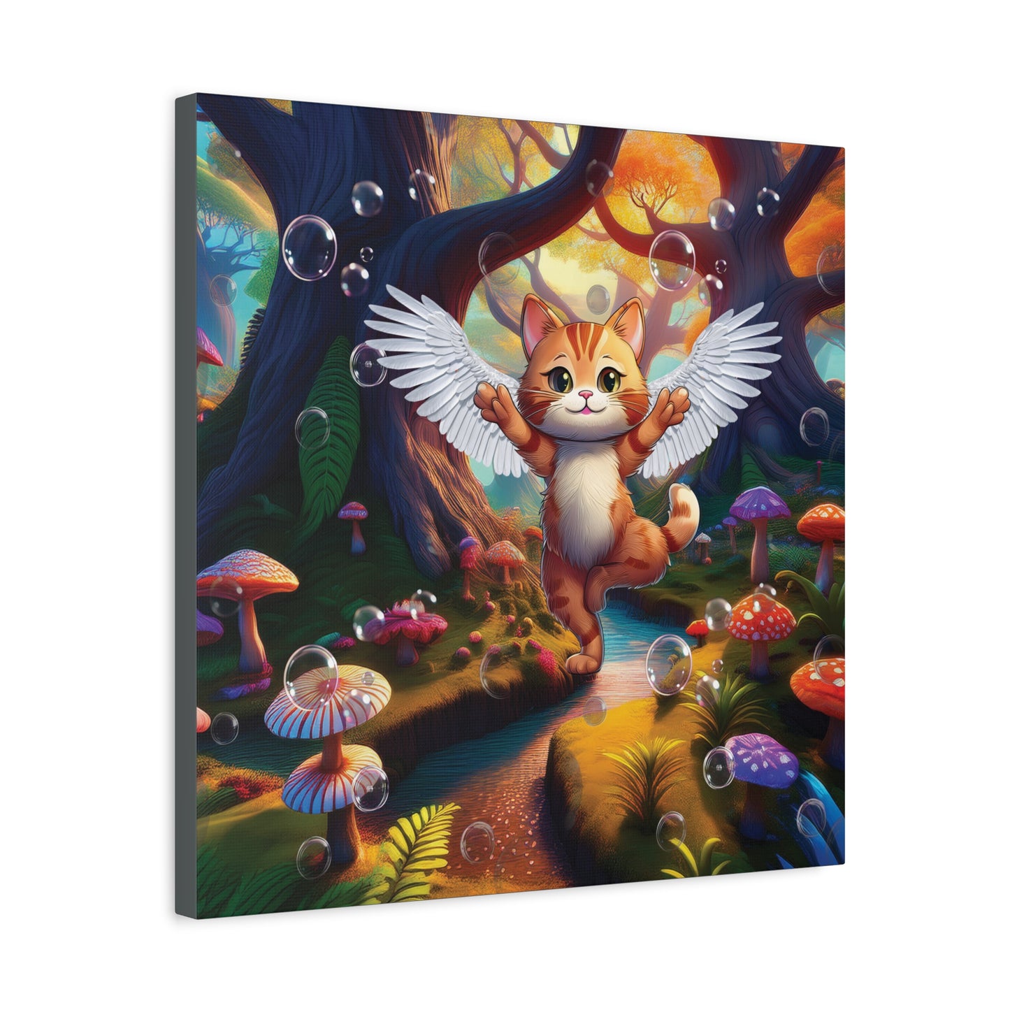 Winged Whiskers: Fantasy Cat's Magical Adventure - Canvas Print