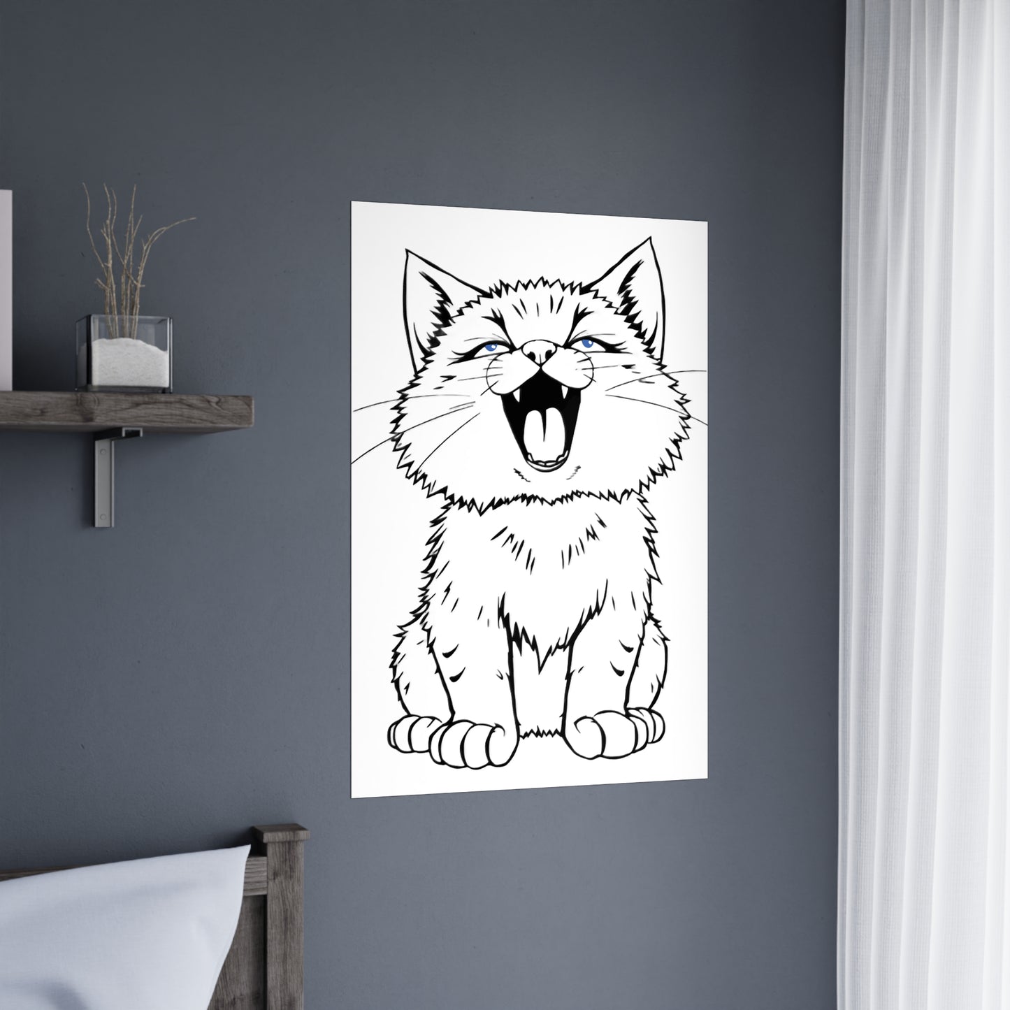 Playful Cat Matte Poster, Cat Lover Decor, Cute Wall Art, Kids Room Wall Art, Gift for Cat Owners, Funny Pet Prints