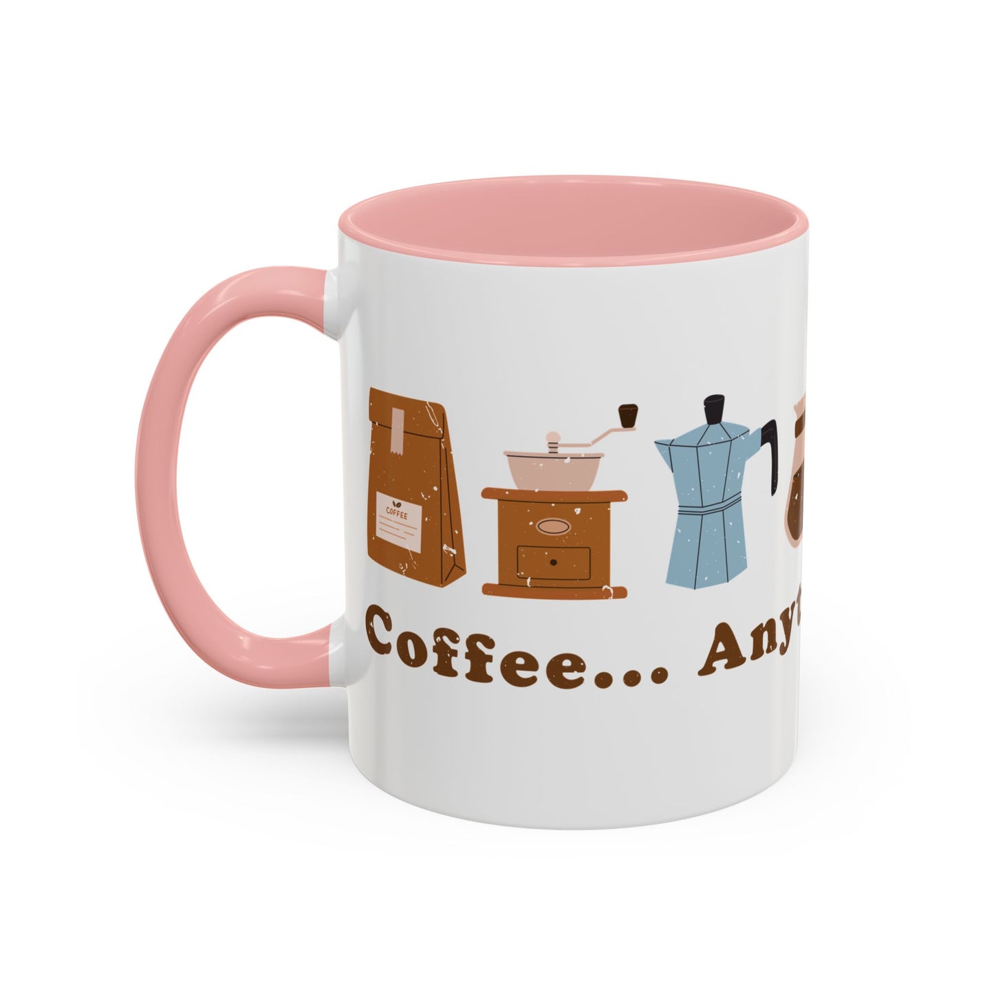Mug - Coffee Anytime, Anywhere - Retro, vintage Accent Coffee Mug (11oz)