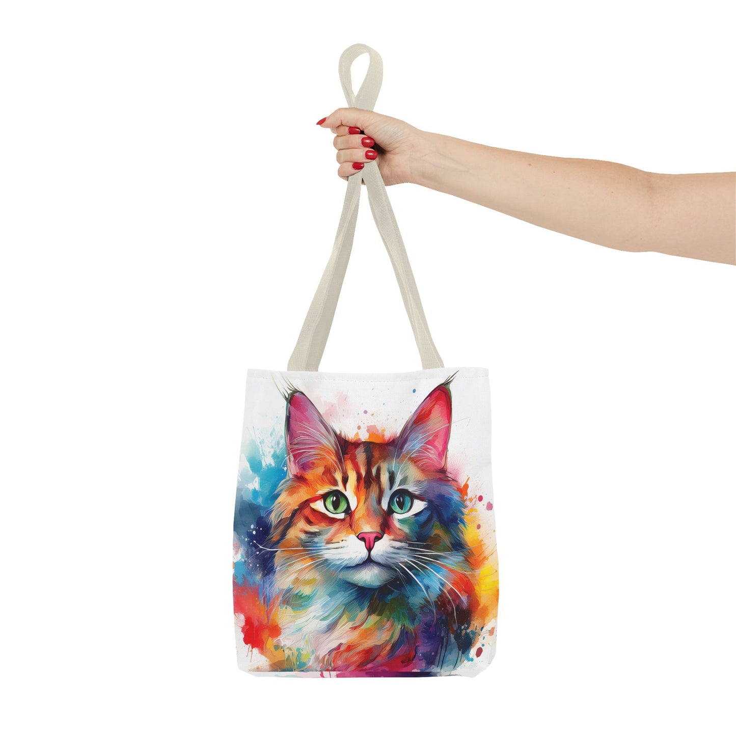Colorful Tri-Color Cat Tote Bag: Pawsitive Vibes