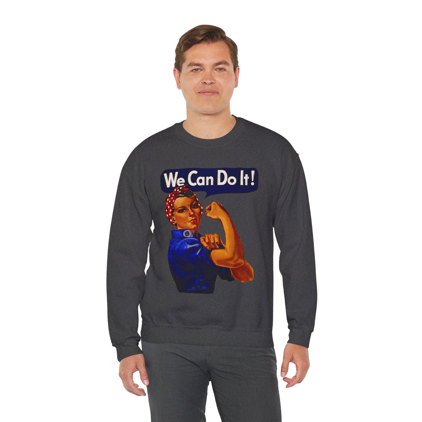 Empowerment Pop Art | Bold "We Can Do It" T-Shirts, Sweatshirts, Mugs & Wall Art for Inspiration - Empowering Rosie Crewneck Sweatshirt | Motivational Gift, Casual Wear, Feminism, Women’s Apparel, Inspirational Fashion