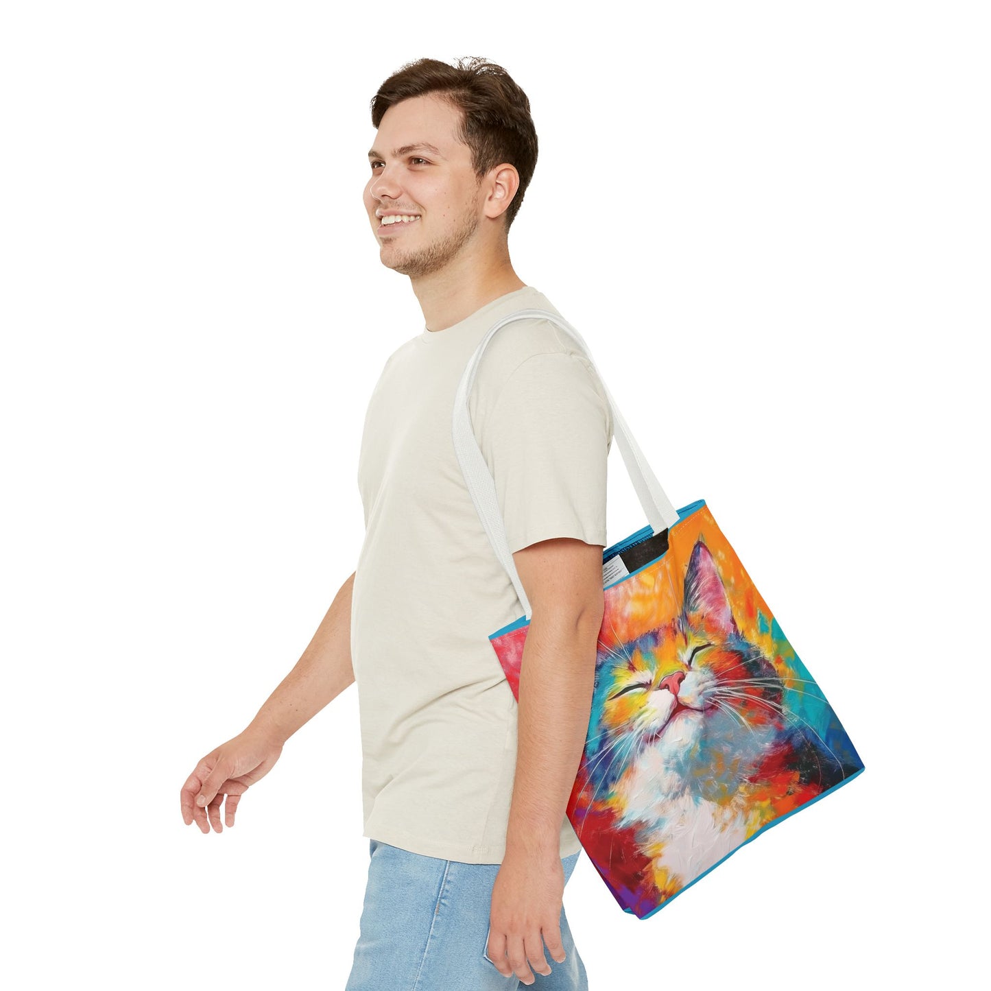 Colorful Cat Tote Bag: Pawsitive Vibes