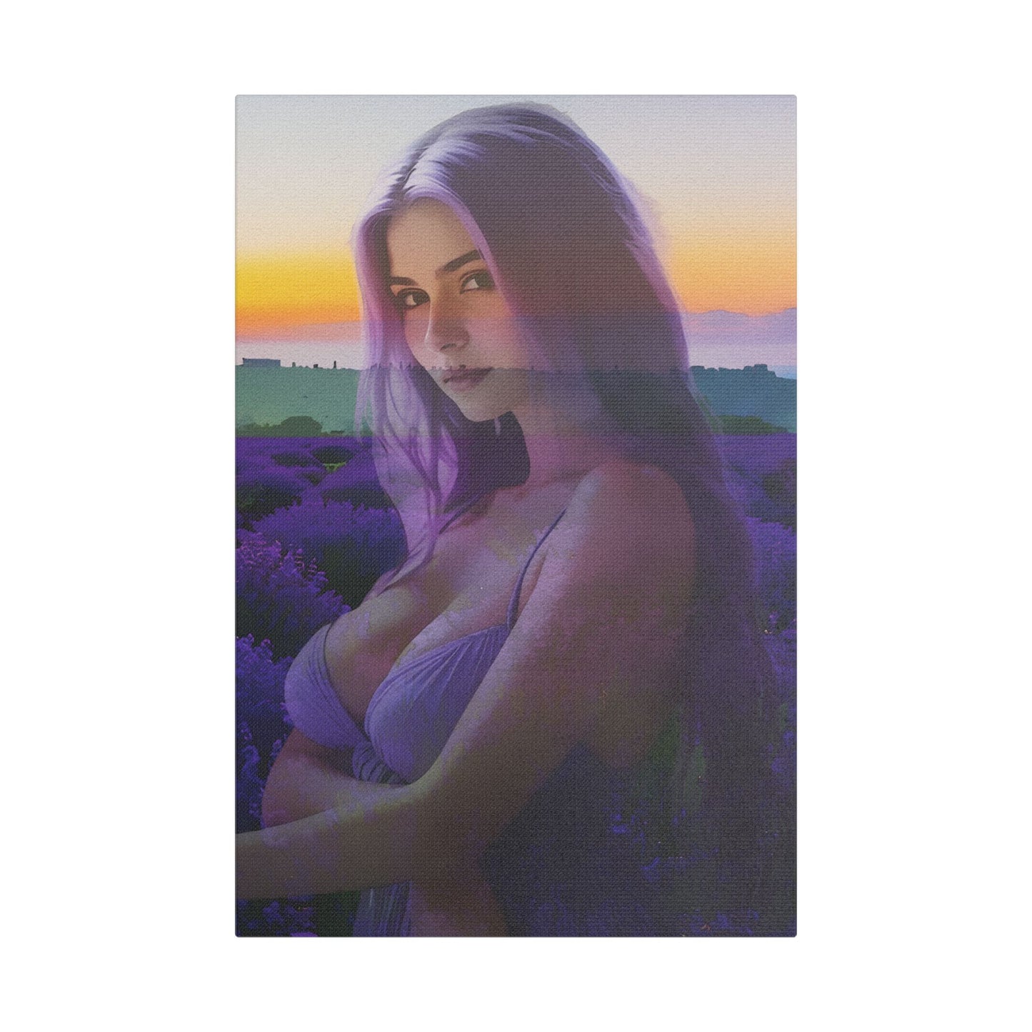 "Beautiful Lavender" – Dreamy Sunset Muse in Lavender Field Canvas Art