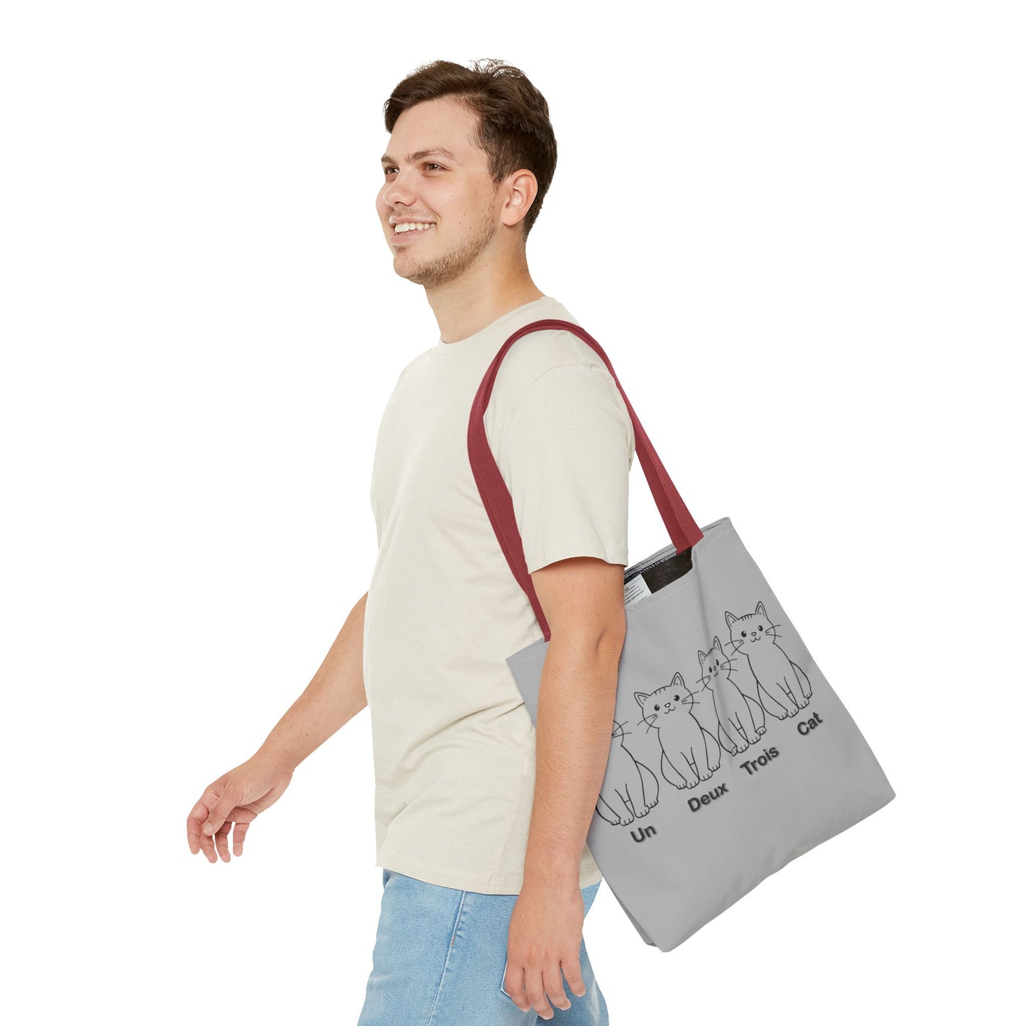 Funny Cat Tote Bag - Un Deux Trois Cat Design - Cute Cat Lover Gift