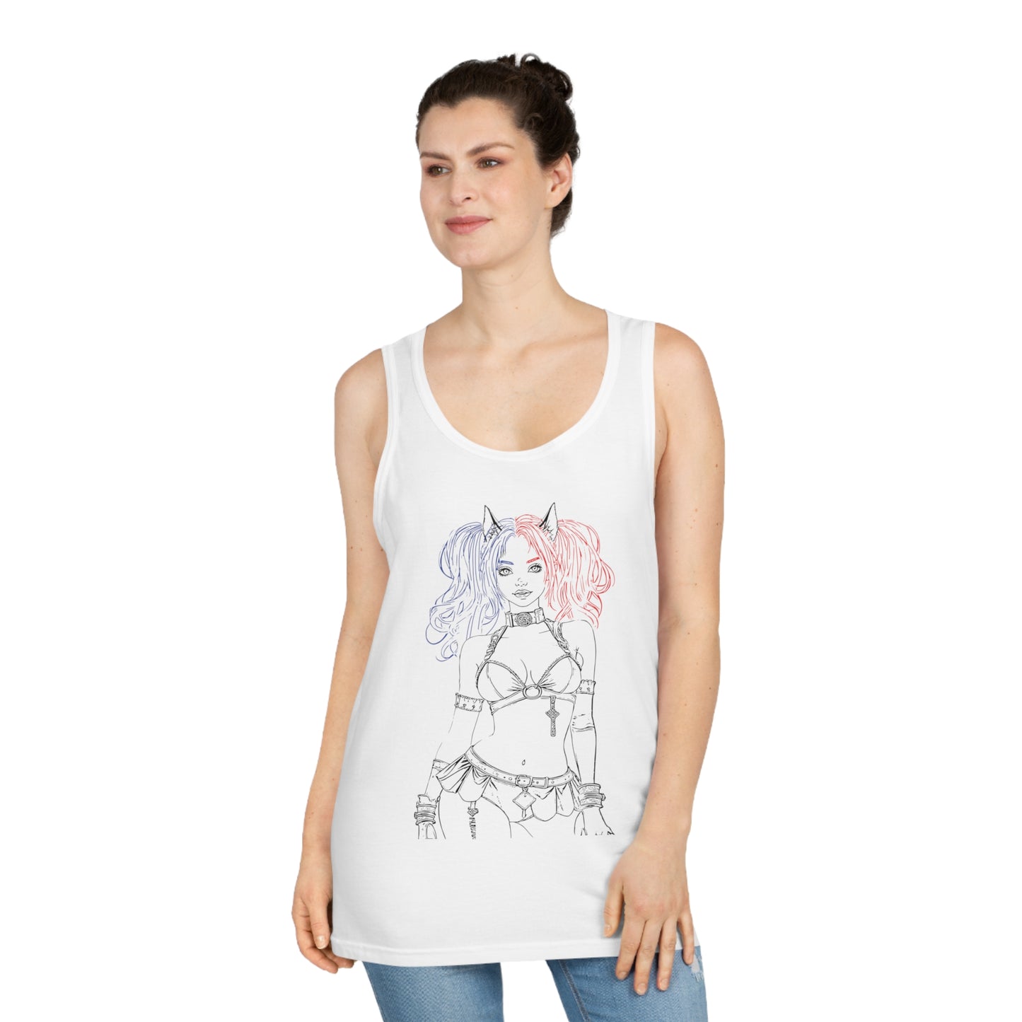 Anime style Graphic Tank Top with Unique Manga, Kawaii, Cosplay Design, Summer Outfit, Festival Wear, Alternative Fashion, Casual Streetwear