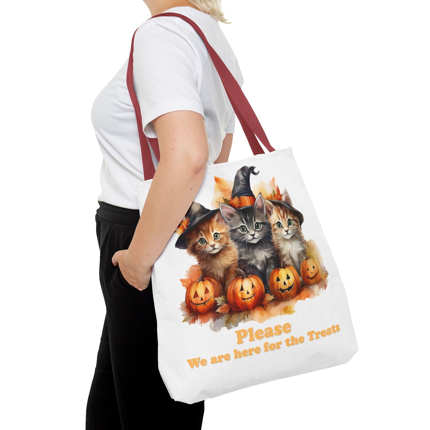 Halloween Cat Tote Bag - "Please We Are Here for the Treats"