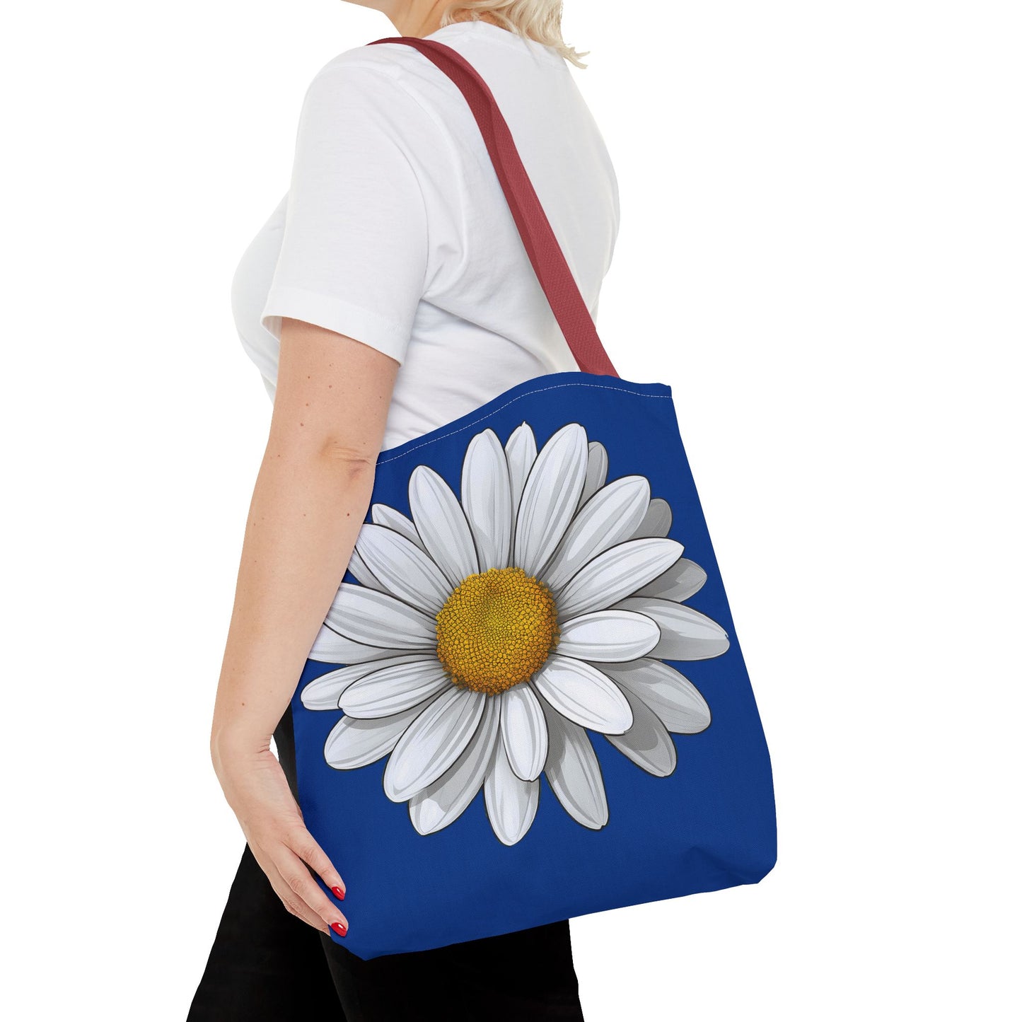 Daisy Tote Bag - White Floral Design Summer Fashion Accessory