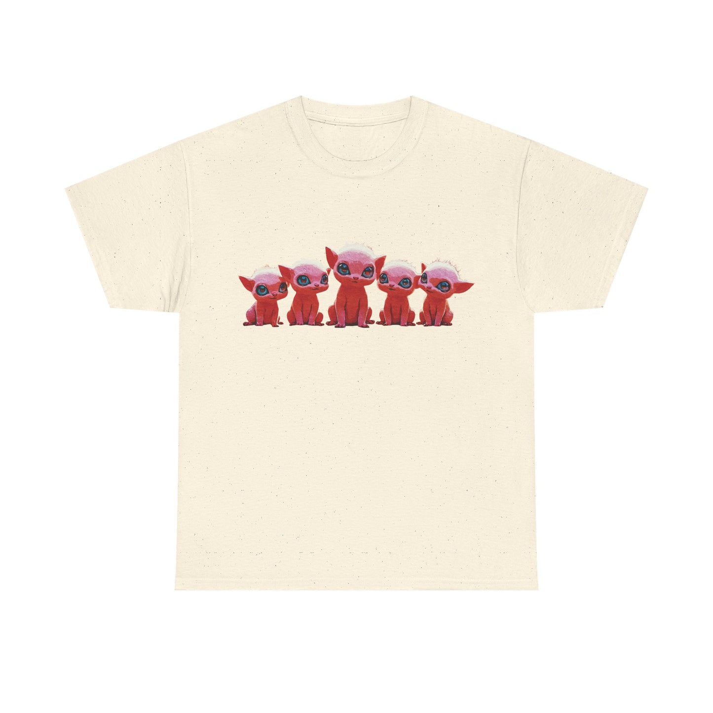 "Squad Goals: Adorable Red Creatures United - Friendship & Joy Collection" - Cute Cartoon Animal Unisex Heavy Cotton Tee, Fun Graphic Shirt, Gift for Animal Lovers, Casual Outfit, Summer Apparel