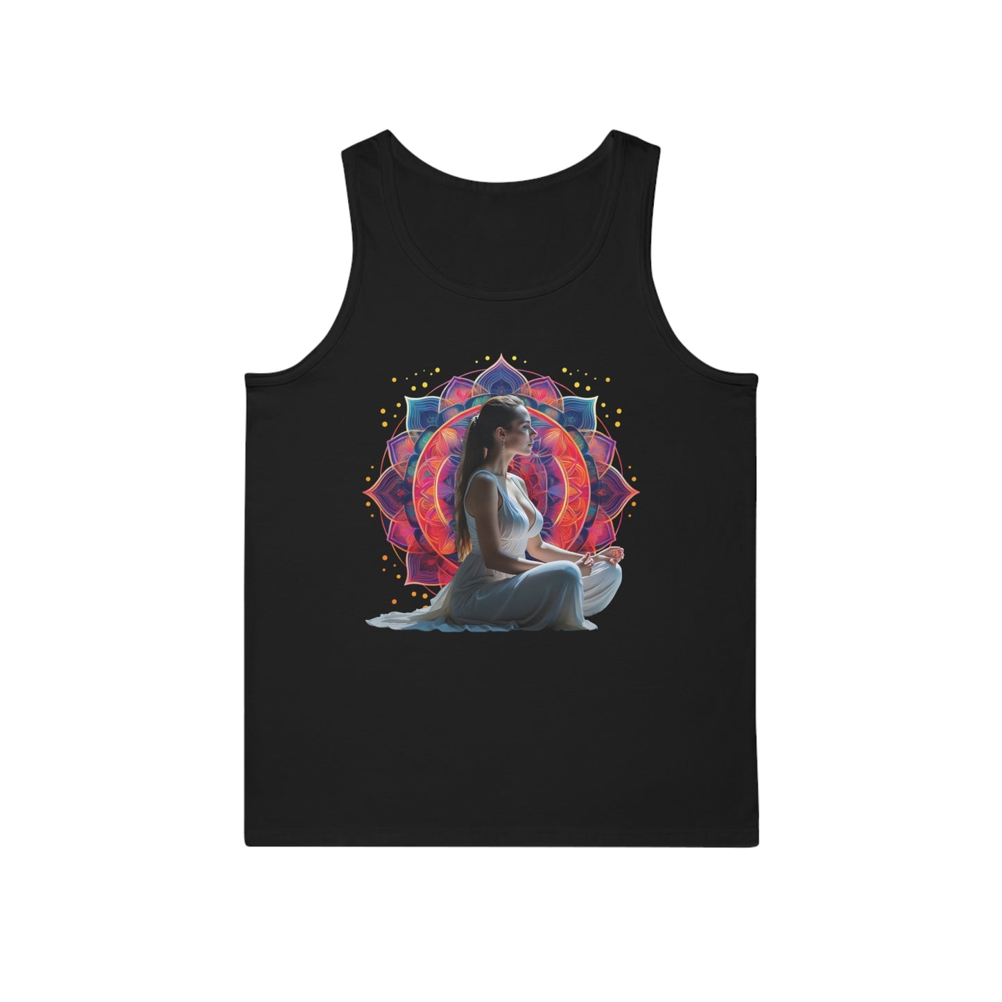 Meditation Mandala Tank Top, Unisex Workout Tee, Yoga Apparel, Relaxation Gift, Spiritual Clothing, Mindfulness Wear