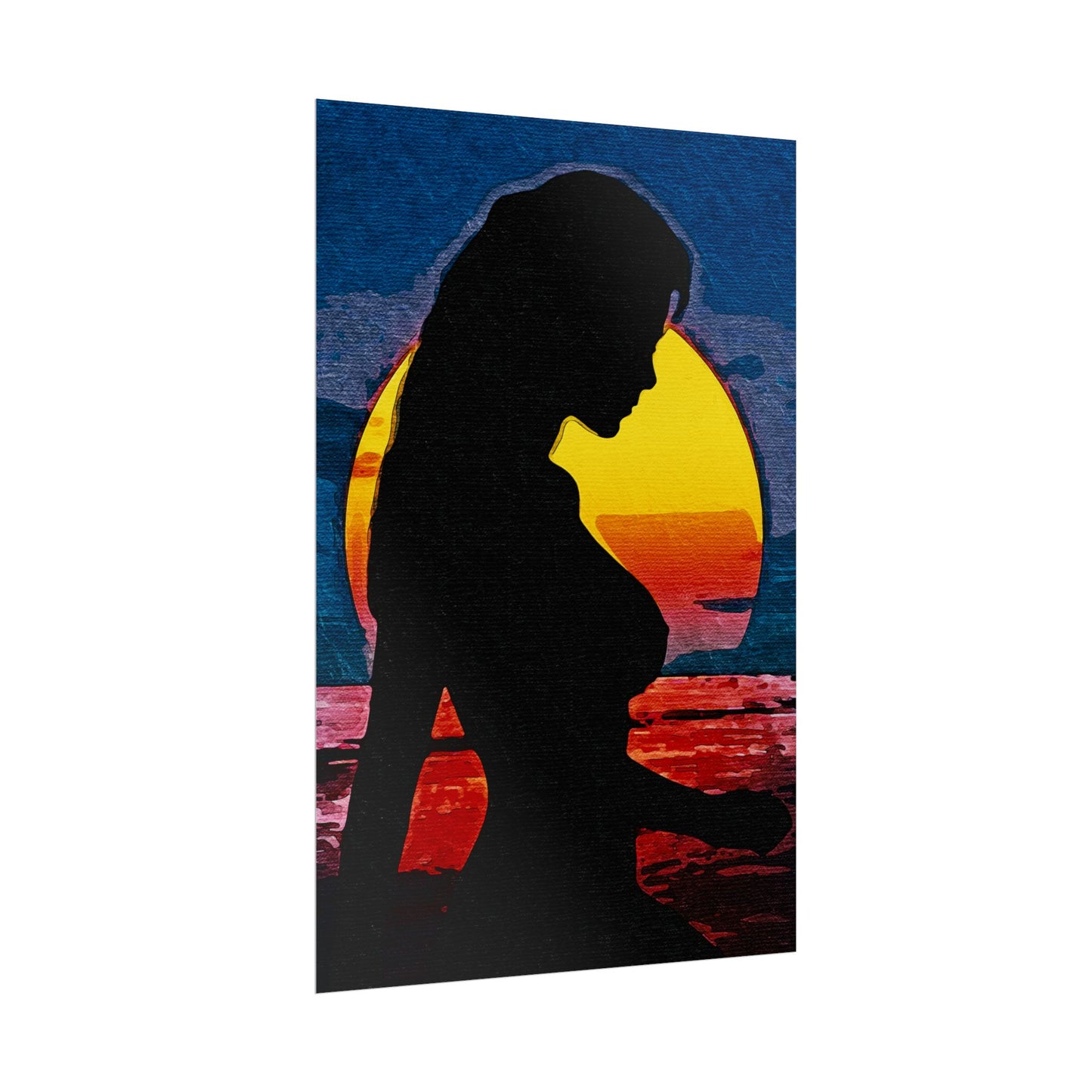 Radiant Horizons: Empowering Silhouette by Sunset – Embrace Inner Strength and Inspiring Beauty - Vibrant Beach Sunset Rolled Poster, Living Room Decor, Nautical Art, Home Aesthetic, Gift for Beach Lovers, Boho Wall Art