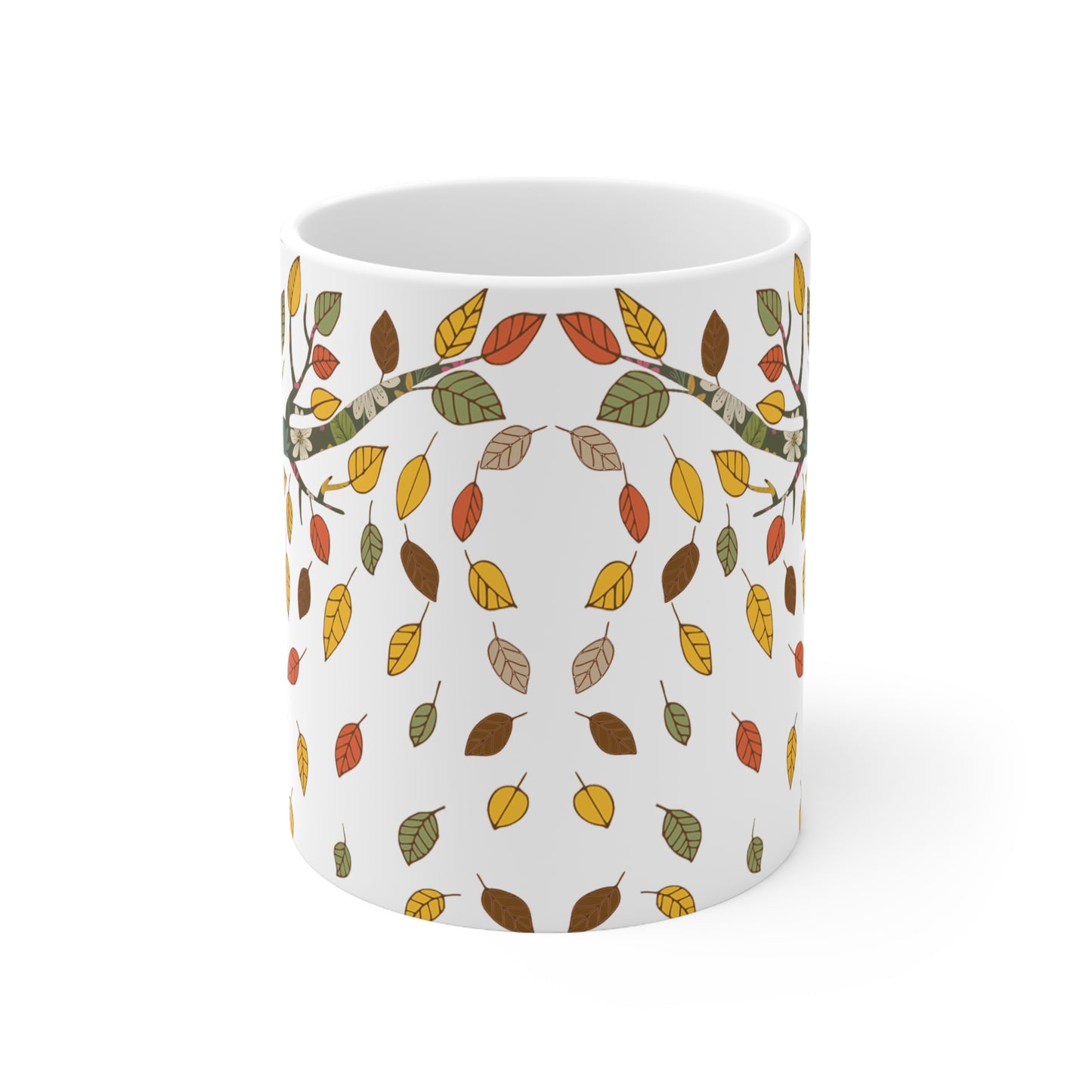 Mug - Autumn Fall Leaves Ceramic Coffee Cups, 11oz, 15oz