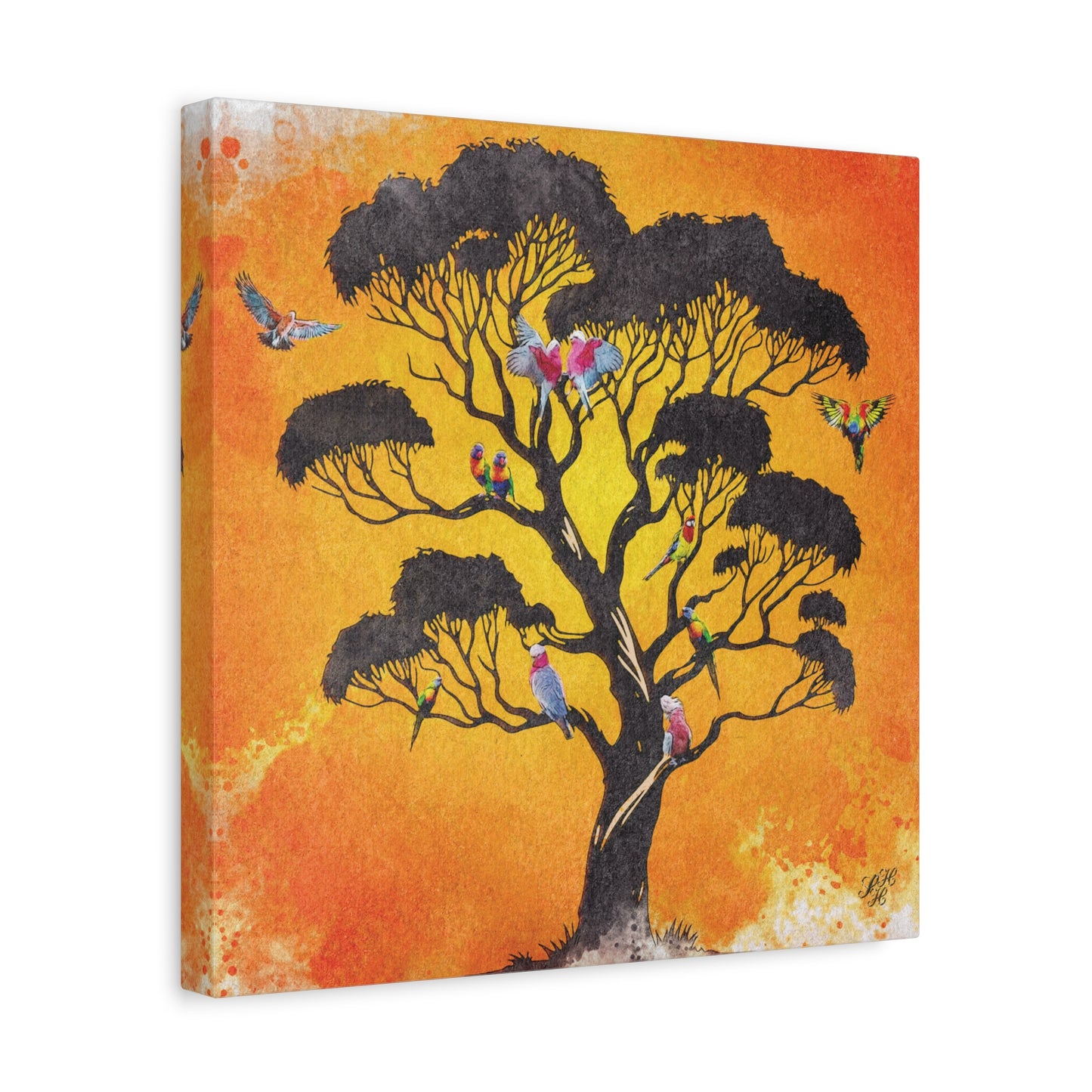 'Australian Bush Vibe' - Vibrant Bird Tree Canvas Wall Art