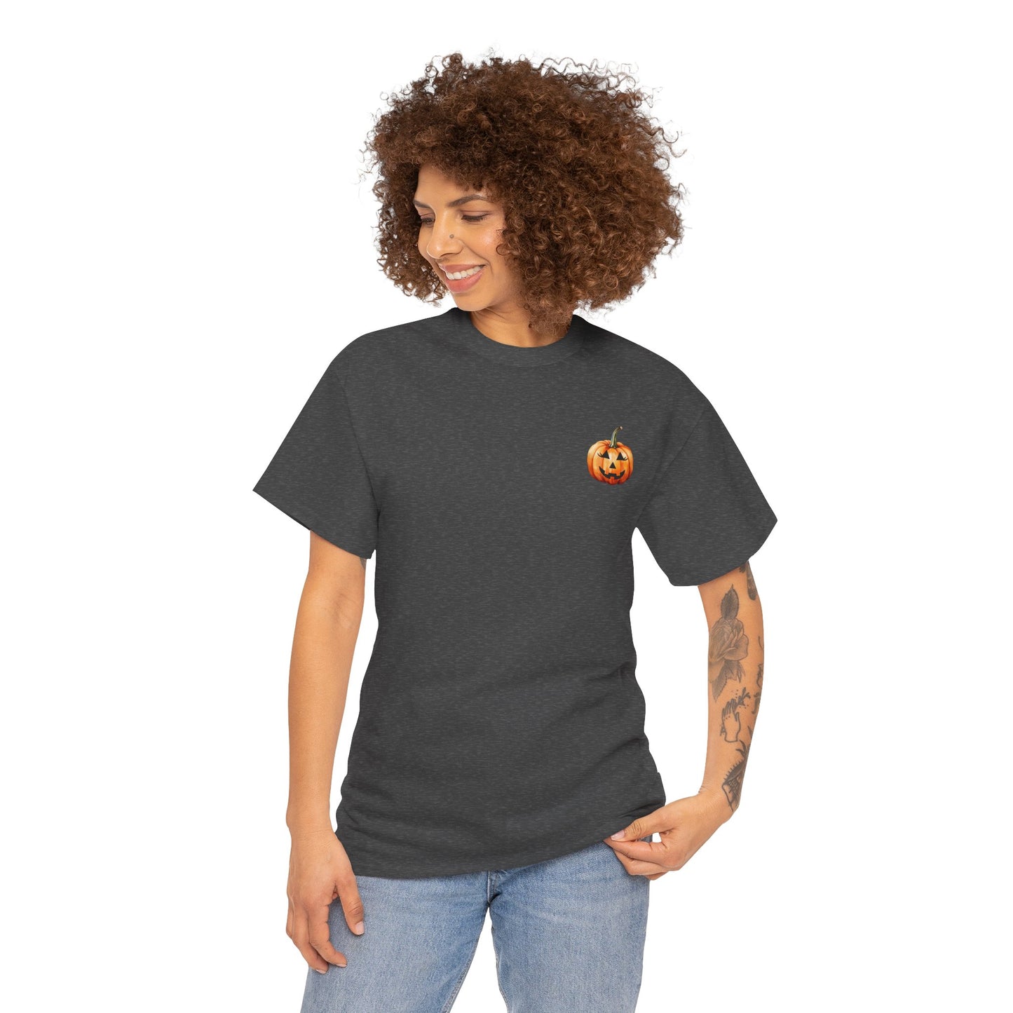 ๐ Embrace Autumn Magic - Pumpkin Bliss Collection for Cozy Season Vibes โจ - Harvest Vibes Pumpkin Cotton Tee | Fall Shirt, Halloween Apparel, Autumn Fashion, Unisex Graphic Tee, Gift for Pumpkin Lovers
