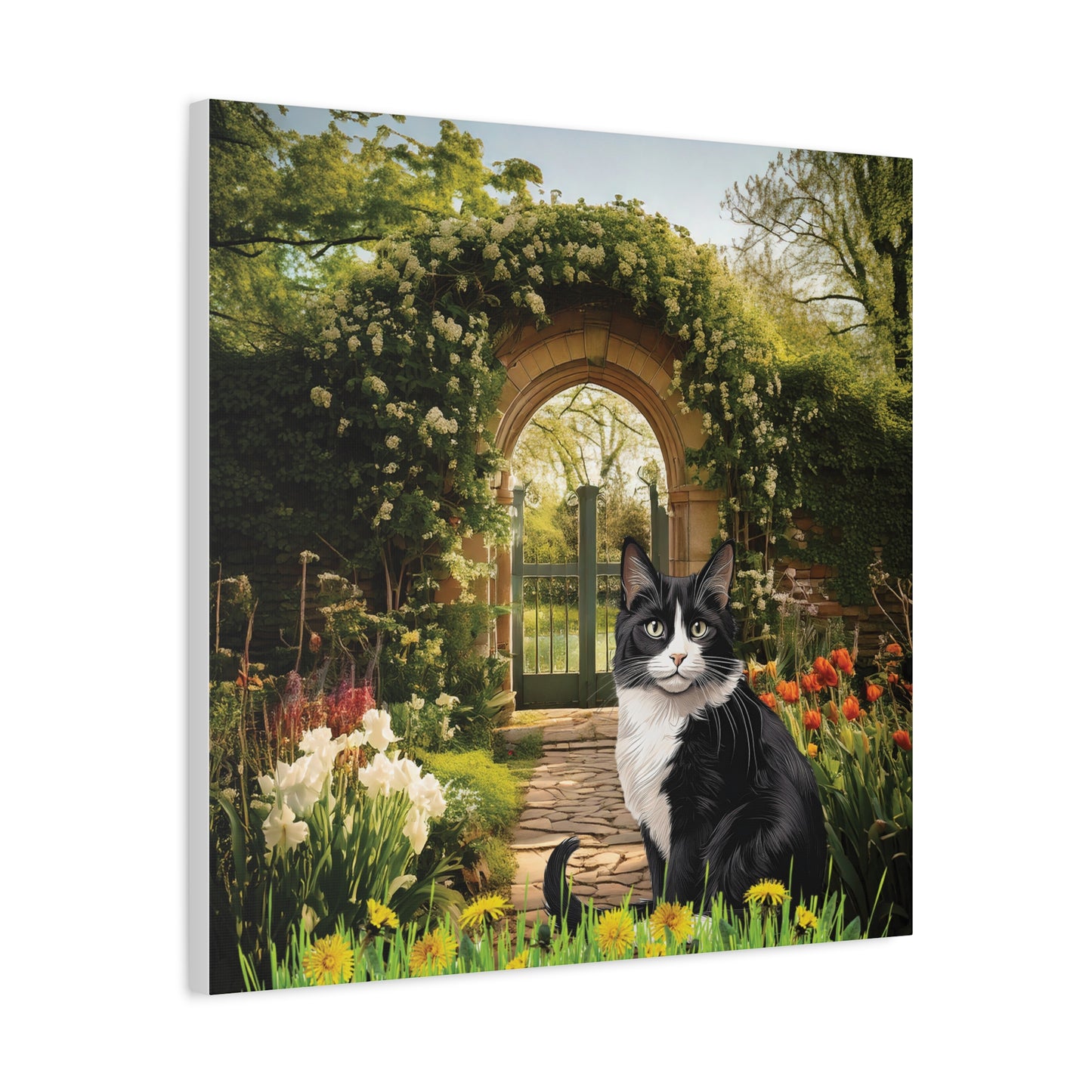 Cat Garden Matte Canvas Wall Art - Charming Home Decor for Cat Lovers