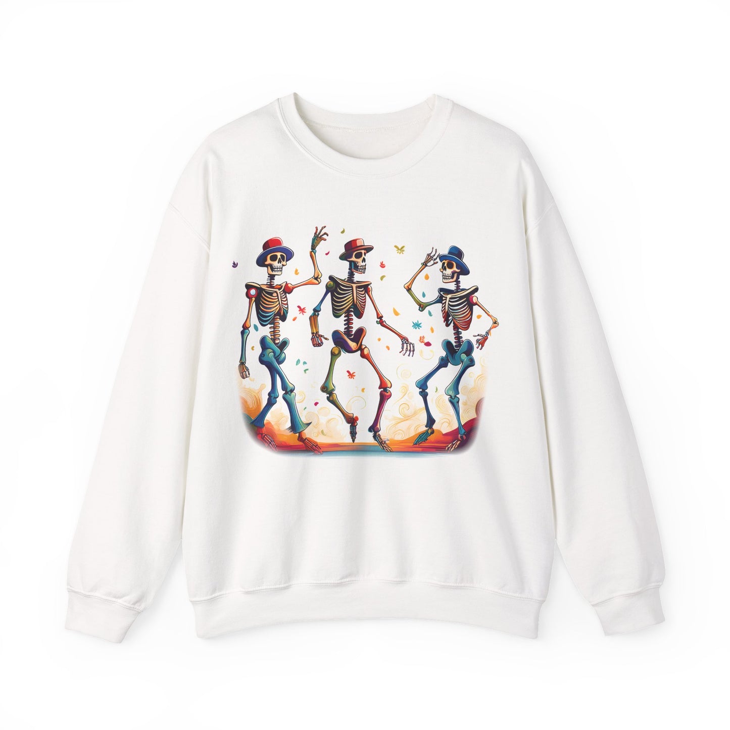Dancing Skeletons Halloween Party - Spooky Fun Celebration Art - Festive Autumn Spirit Collection - Spooky Skeleton Dance Crewneck Sweatshirt, Halloween Sweatshirt, Unisex Fall Apparel, Casual Skeleton Top, Fun Halloween Gift