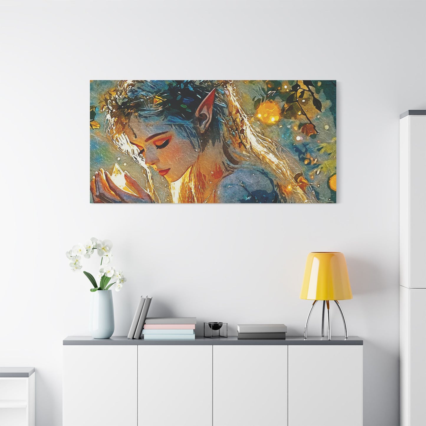 "Whispers of Light: An Enchanted Elven Dreamscape of Magic, Hope, and Inner Illumination" - Enchanting Fairy Art Canvas, Whimsical Wall Décor, Magical Home Accent, Perfect Gift for Fantasy Lovers, Dreamy Art for Bedroom