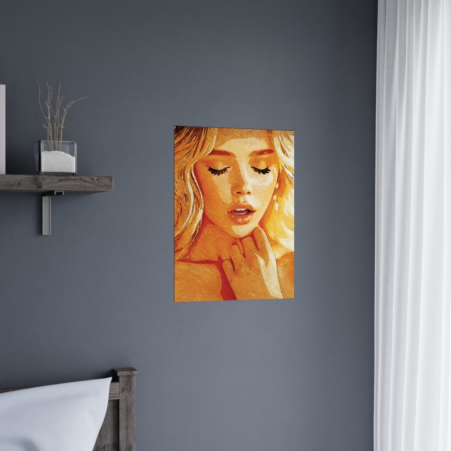 “Golden Reverie: The Serenity of a Soul in Stillness” - Elegant Matte Wall Art Poster, Inspirational Home Decor, Unique Gift for Art Lovers, Modern Aesthetic Wall Decor, Beautiful Portrait Print