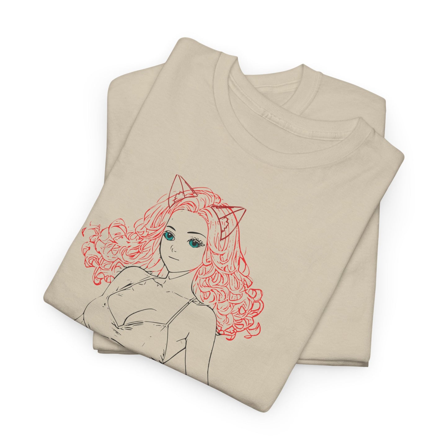 Cute Cat Girl Unisex Tee, Trendy Illustration T-Shirt, Gift for Cat Lovers, Casual Everyday Look, Fun Graphic Tee, Birthday Outfit