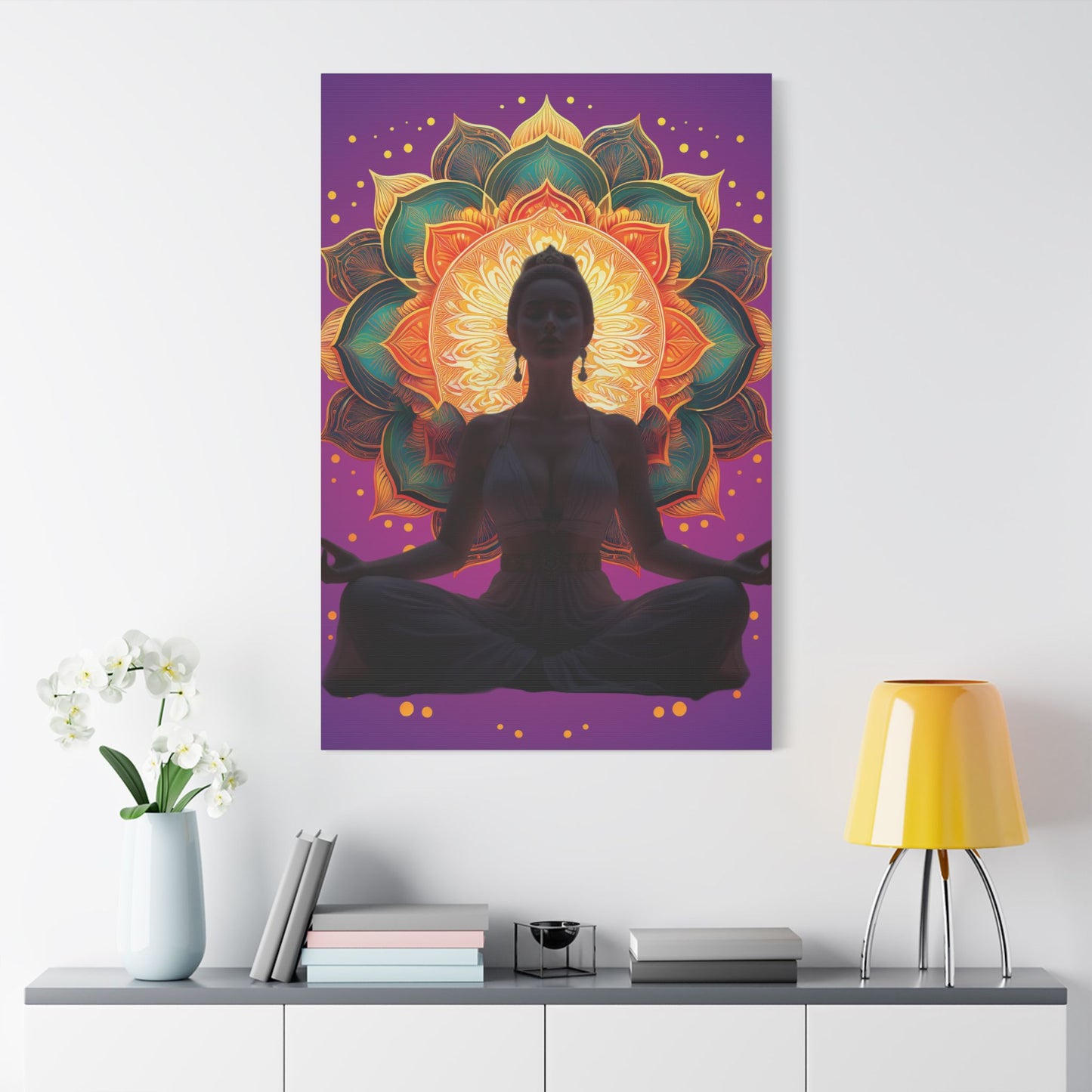 Meditation Canvas Art Print, Spiritual Wall Decor, Yoga Decor, Mindfulness Gift, Bohemian Art, Lotus Flower Canvas