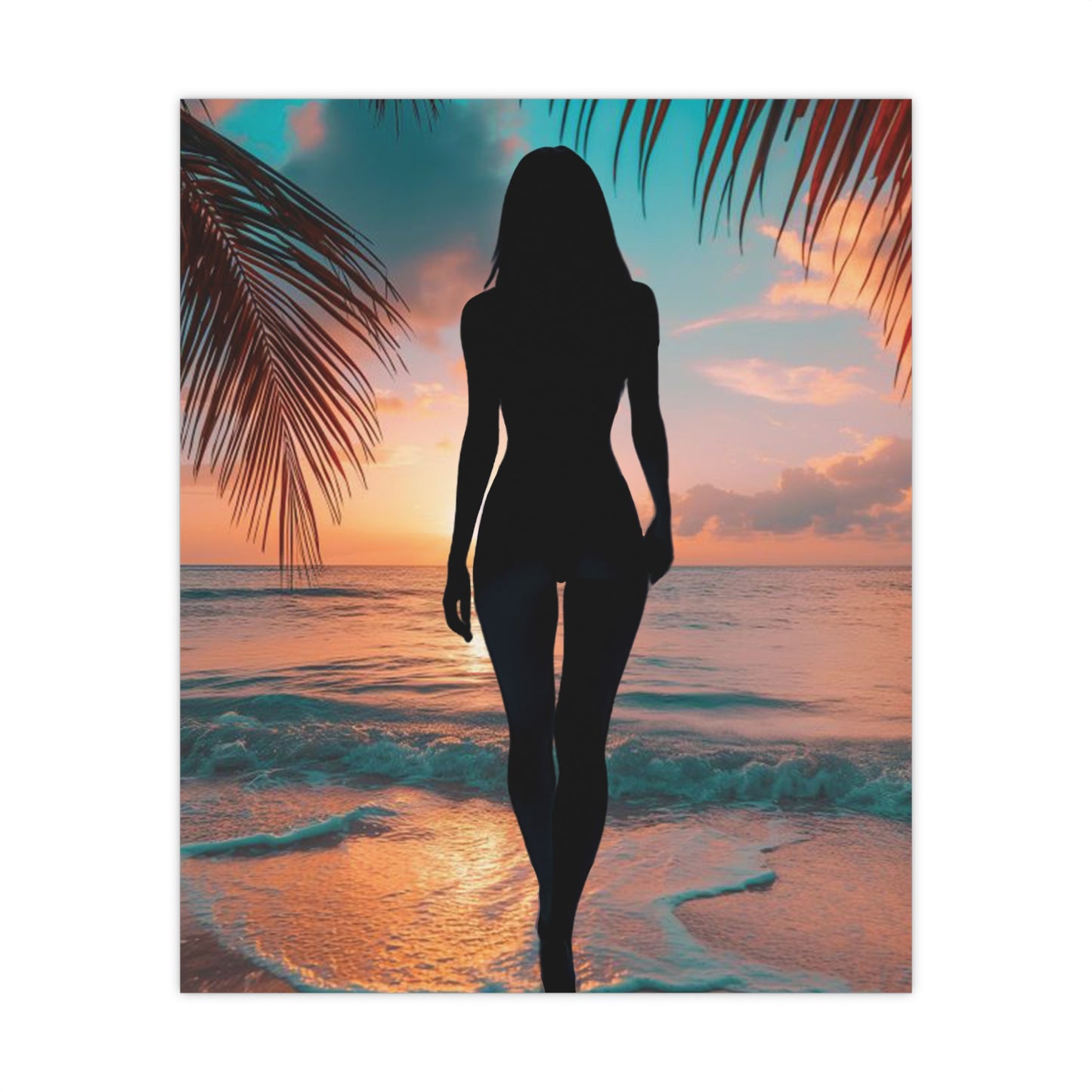 Sunset Spirit – Where Silhouettes and Palm Dreams Meet the Sea - Beach Sunset Matte Poster, Tropical Wall Art, Relaxing Home Decor, Gift for Beach Lovers, Coastal Vibes Print