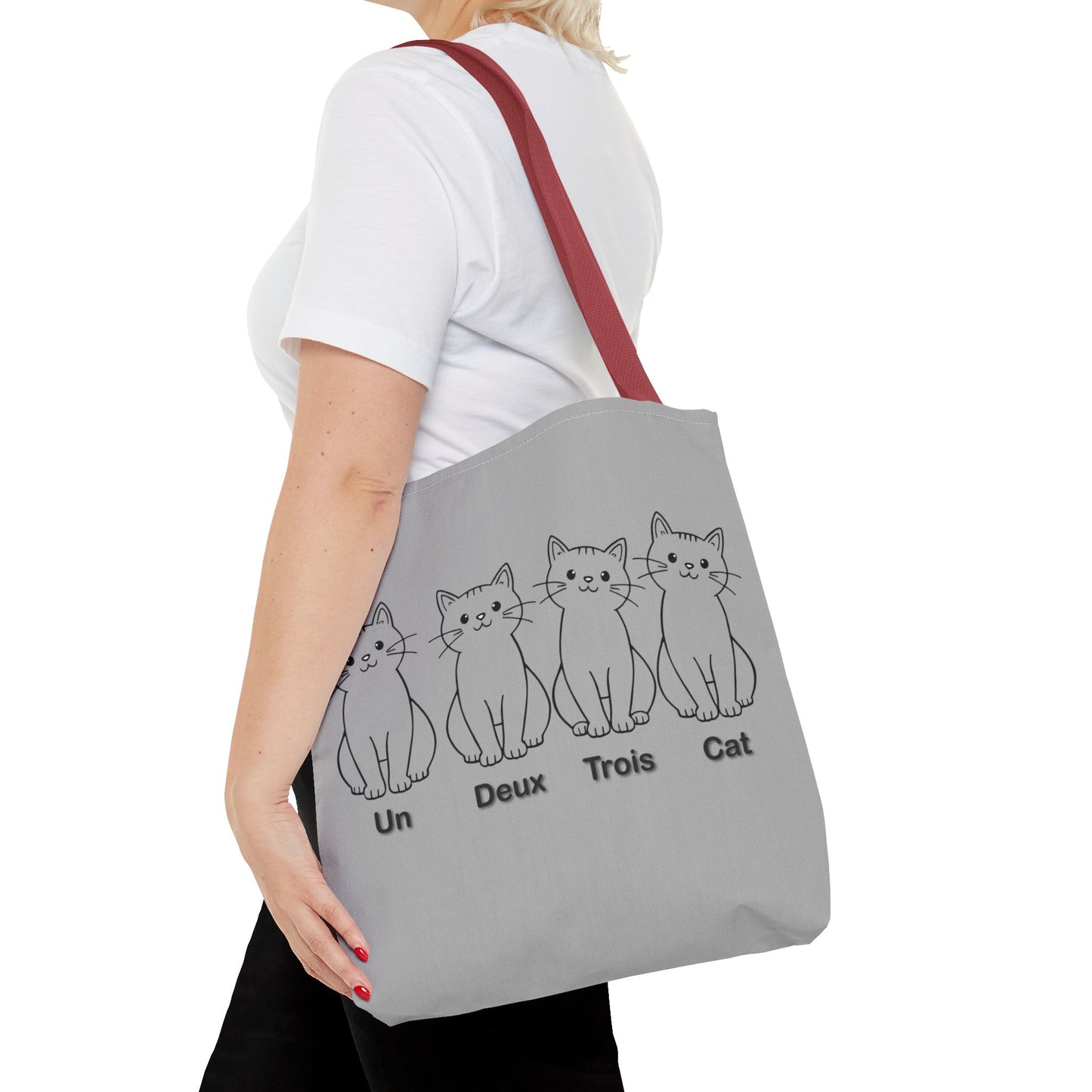 Funny Cat Tote Bag - Un Deux Trois Cat Design - Cute Cat Lover Gift