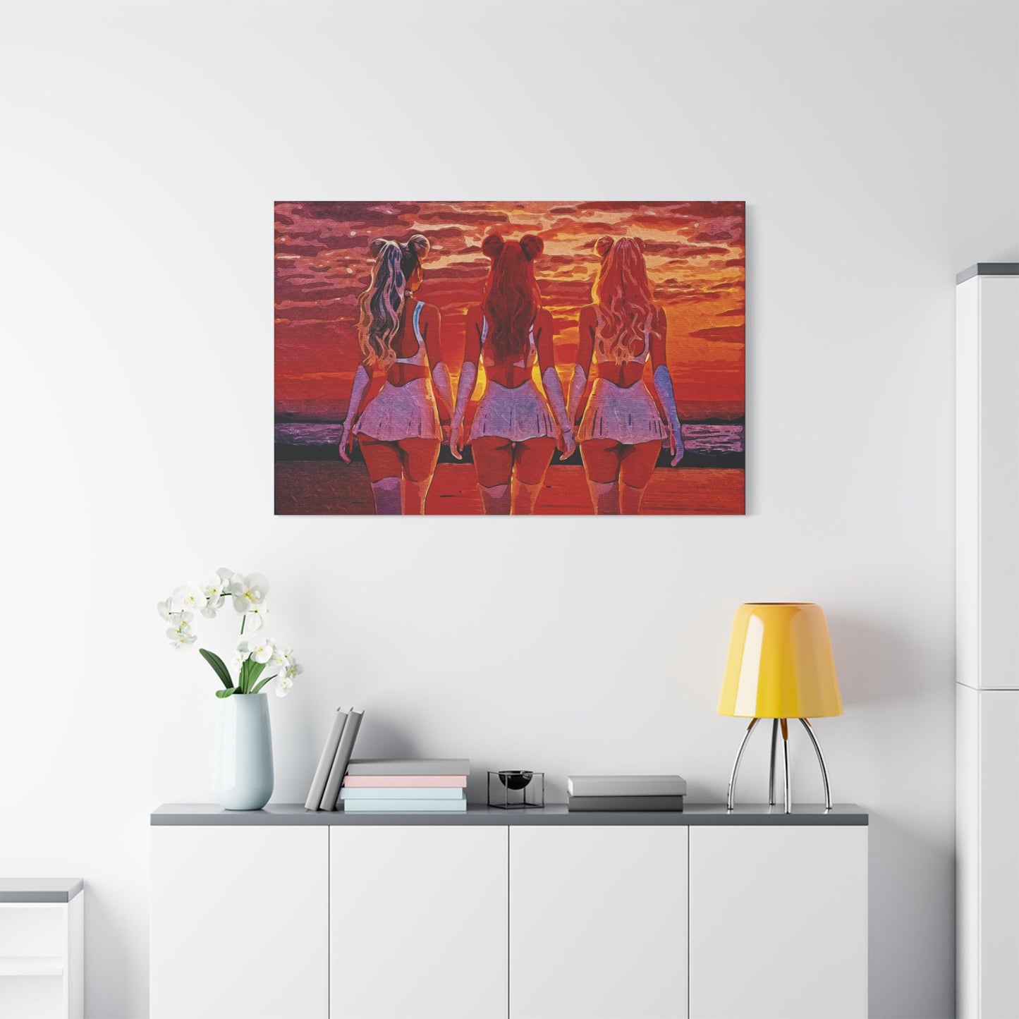 Horizon Sisters β United in Light and Love π
ππ β Unity & Peace in Vibrant Coastal Light - Stretched Canvas Art Print, Boho Wall Decor, Beach Sunset Art, Girls Artwork, Home and Living