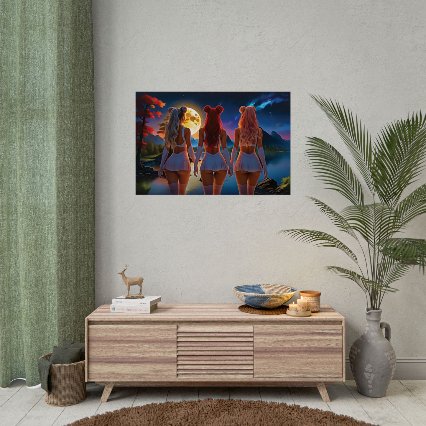 π Moon Sisters: Unity in Light, Magic in Motion - Vibrant Art Rolled Posters, Aesthetic Wall Decor, Anime Inspired Art, Unique Gift, Home Decor, Bedroom Wall Art, Feminine Aesthetic