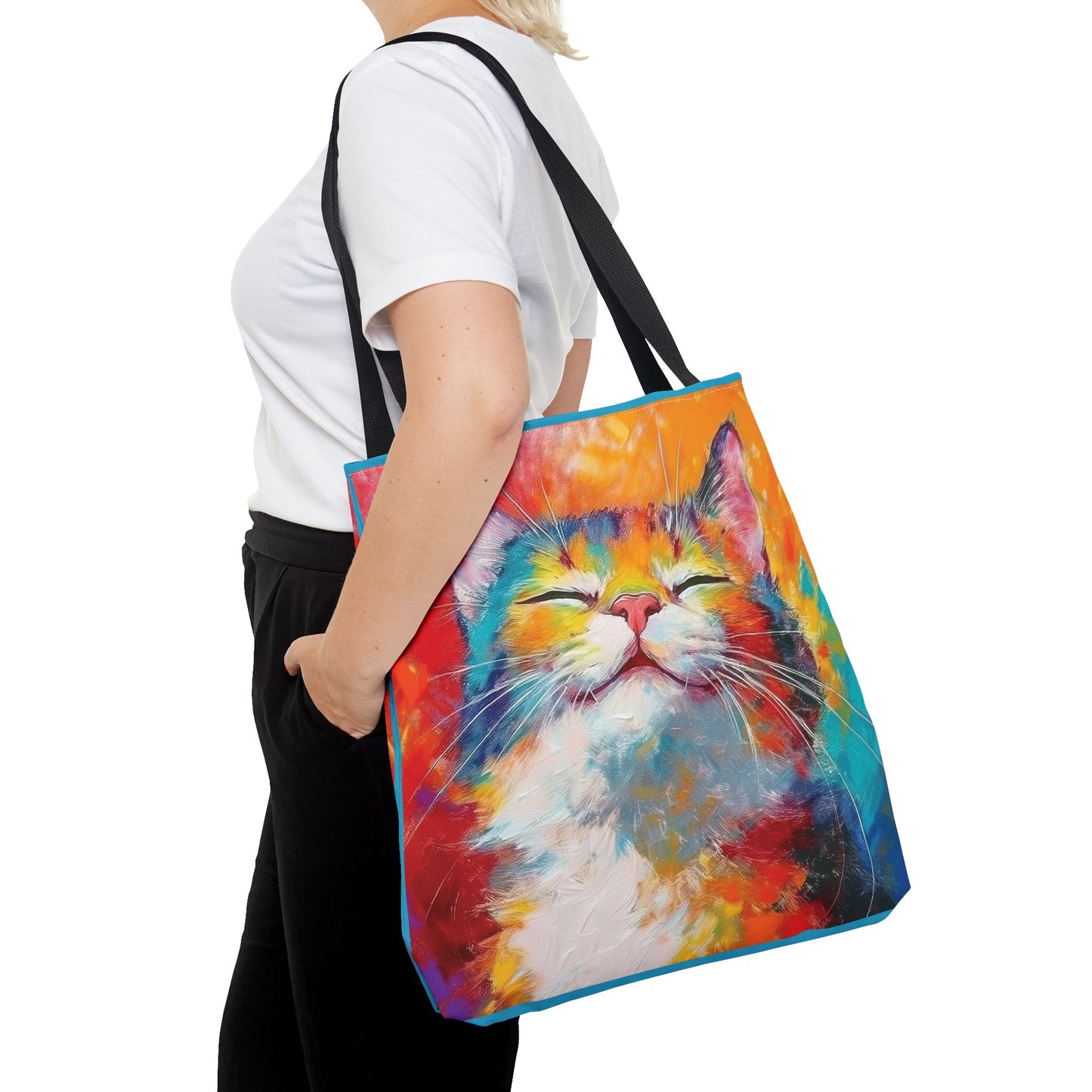 Colorful Cat Tote Bag: Pawsitive Vibes