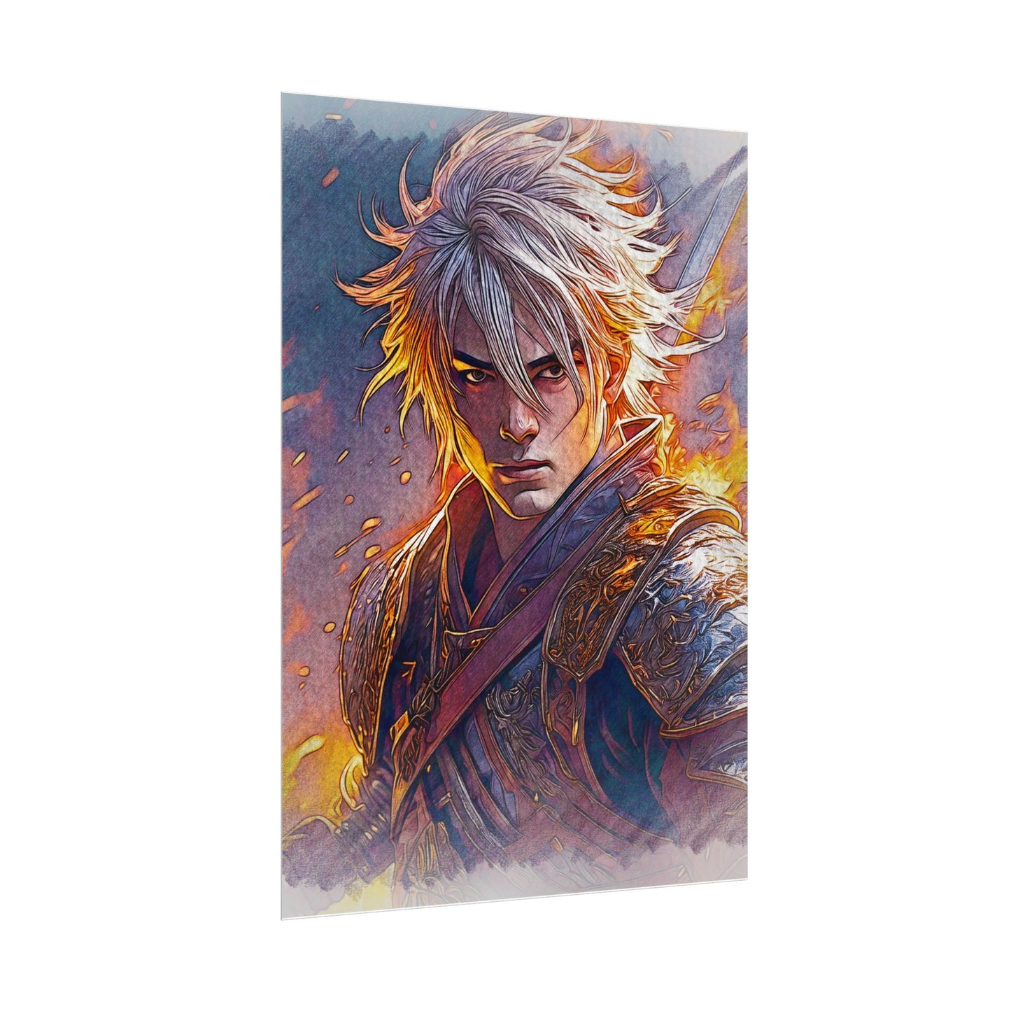 Epic Warrior Art Rolled Poster - Bold Fantasy Decor for Gamers & Anime Fans