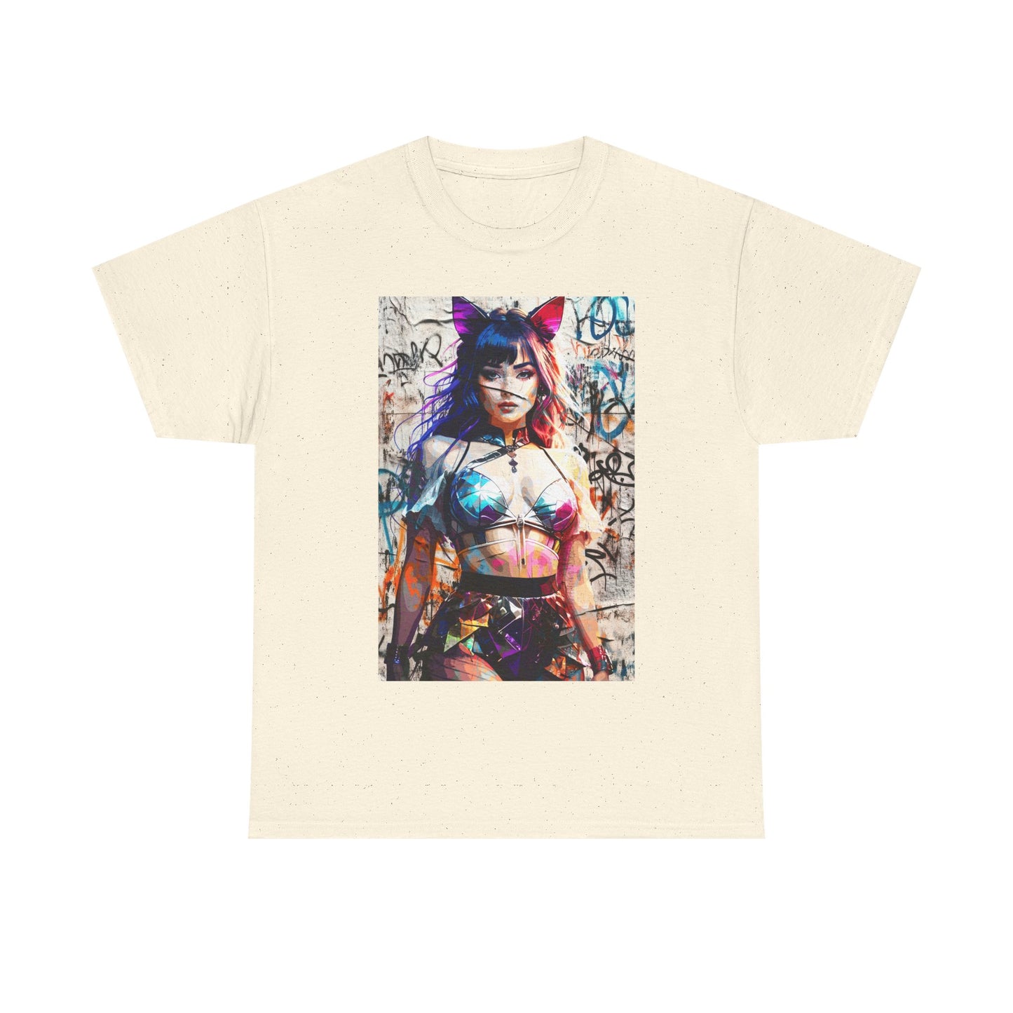 Graphic Tee - Prismatic Feline Enchantress Anime-Inspired Art Shirt