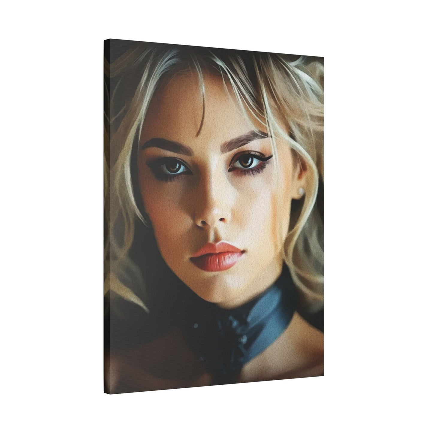 Golden Whispers – Flowing Hair Elegance for Inspired Spaces - Stretched Satin Canvas Art Print, Elegant Wall Décor, Modern Home Accent, Gift for Art Lovers, Portrait Artwork