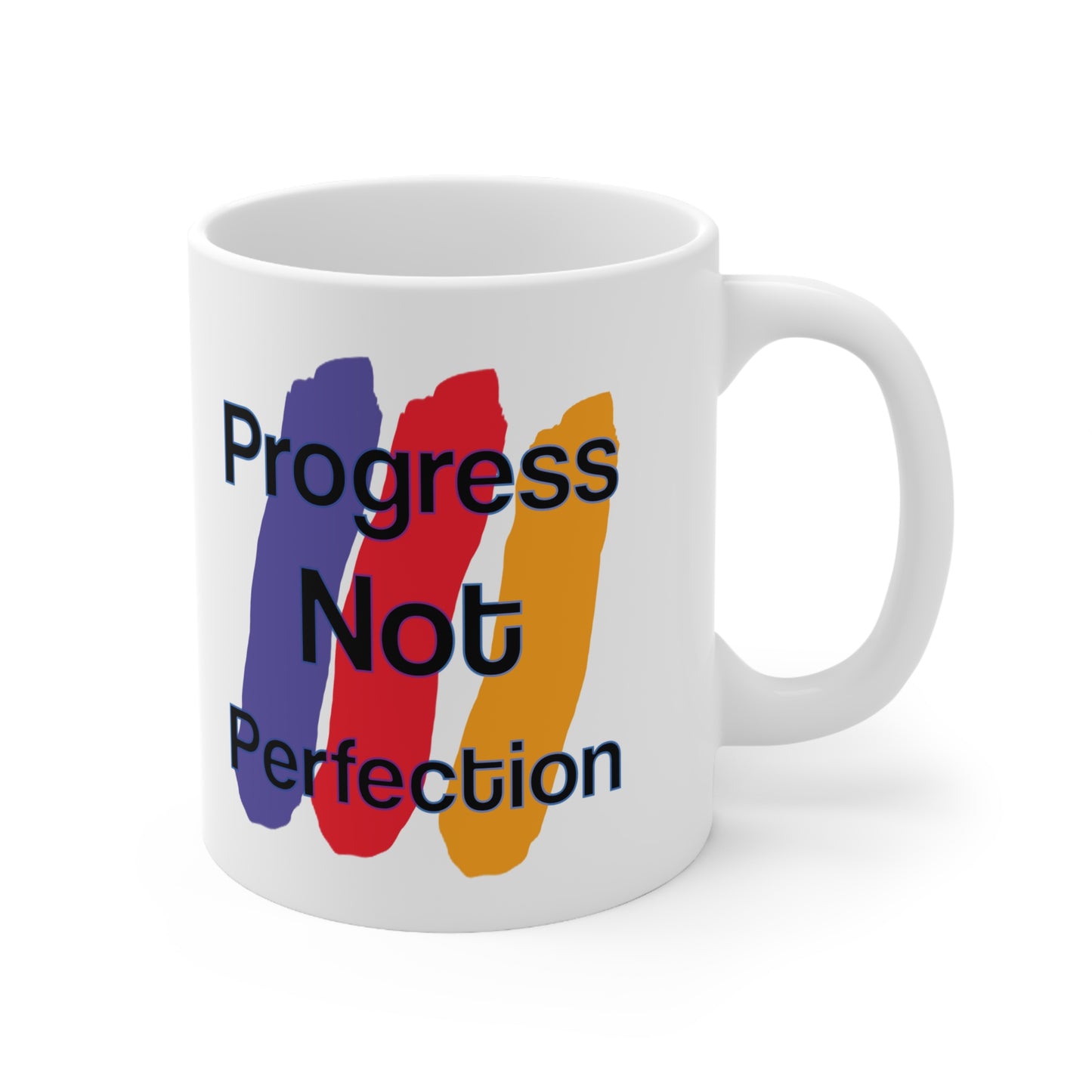 Wear the Win – Progress Is the Real Power 🌟🎨 - Motivational Ceramic Coffee Cups - Progress Not Perfection, Inspirational Mug, Gift for Coffee Lovers, Home Office Decor, Self-Care Reminder