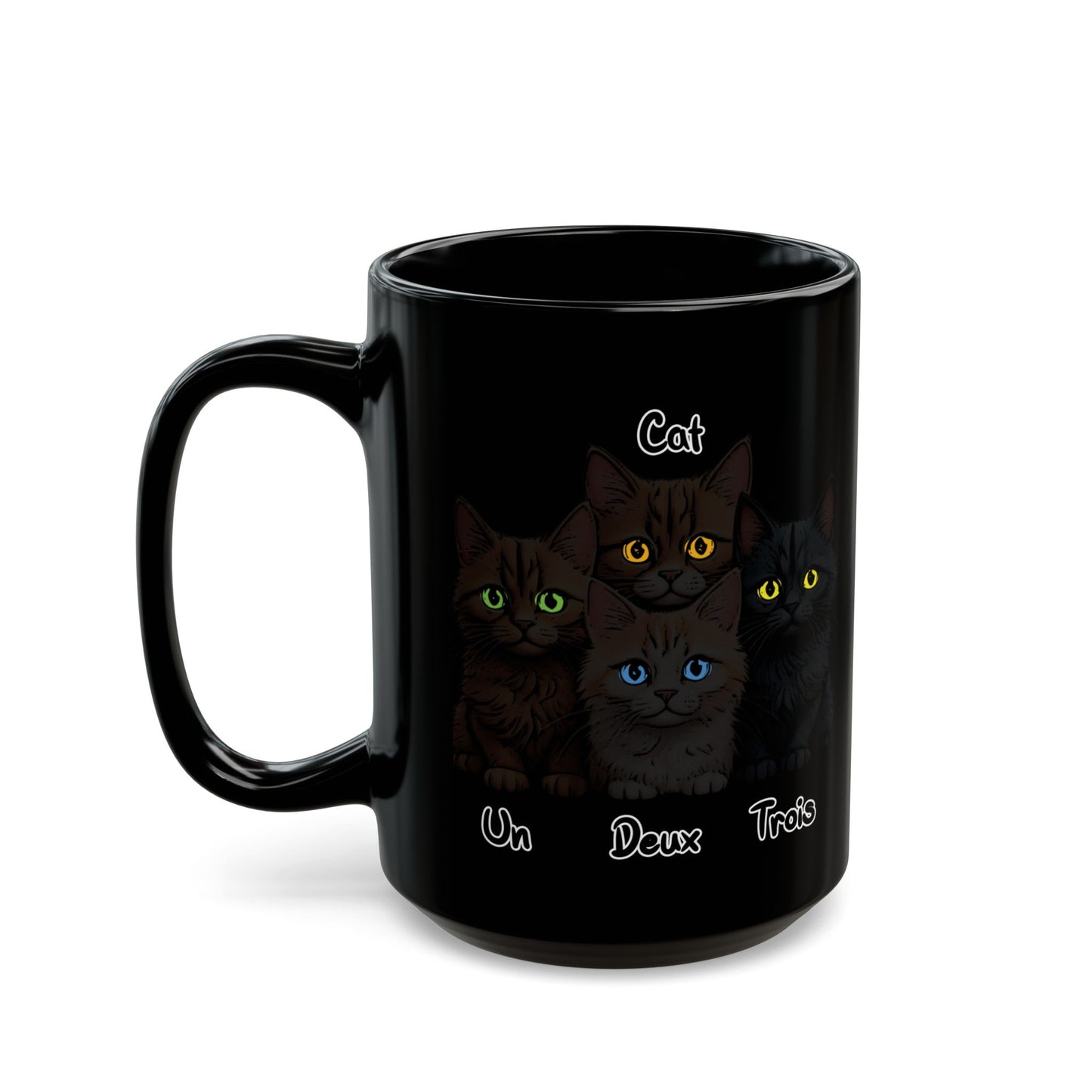 Un, Deux, Trois, Cat (Black Edition): Purrfect Counting Cuteness - Cute Black Cat Mug, Perfect Gift for Cat Lovers, Unique Coffee Cup, Pet Themed Drinkware, Gift for Cat Moms and Dads, Cat Adoption Awareness