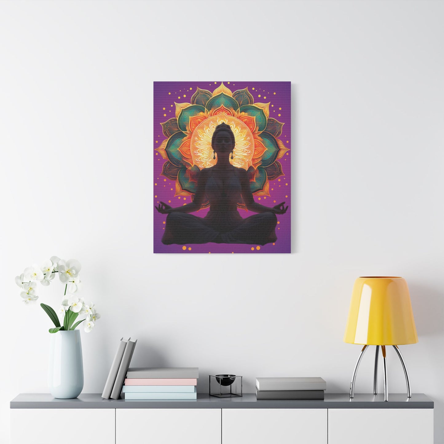 Meditation Canvas Art Print, Spiritual Wall Decor, Yoga Decor, Mindfulness Gift, Bohemian Art, Lotus Flower Canvas