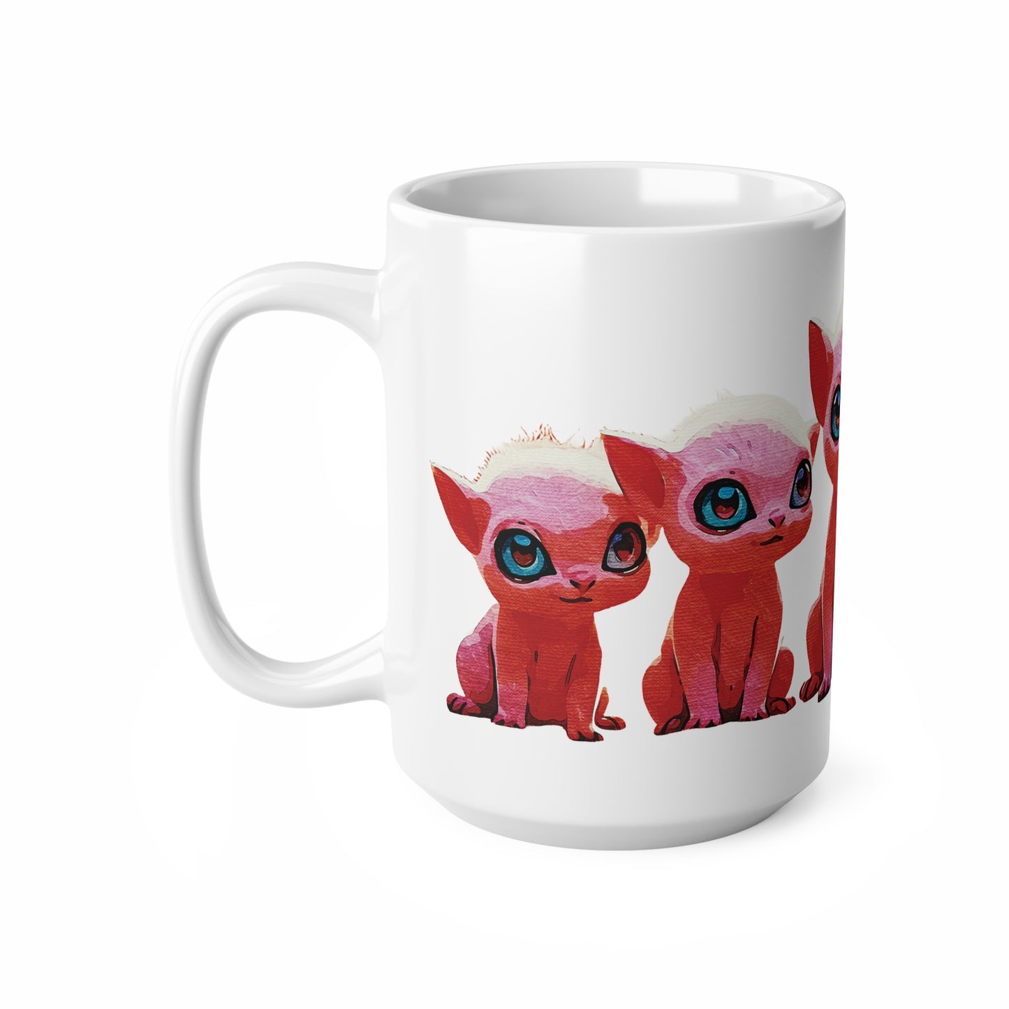 "Squad Goals: Adorable Red Creatures United - Friendship & Joy Collection" - Ceramic Coffee Cups - 11oz & 15oz, Unique Cat Lover Gift, Animal Mugs for Home, Funny Pet Coffee Mugs, Kawaii Cup Collection