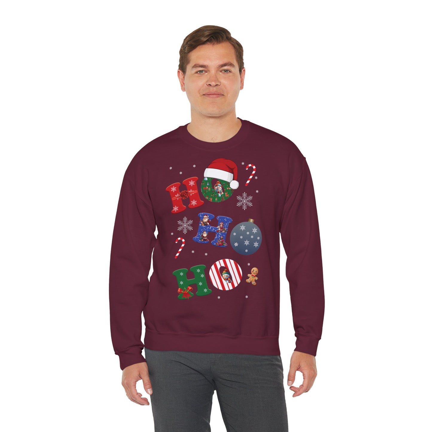 🎄Joy Stacked: A Tower of Holiday Cheer - Festive Crewneck Sweatshirt with Holiday Cheer, Cozy Winter Sweater, Christmas Gift, Unisex Holiday Apparel, Comfortable Loungewear