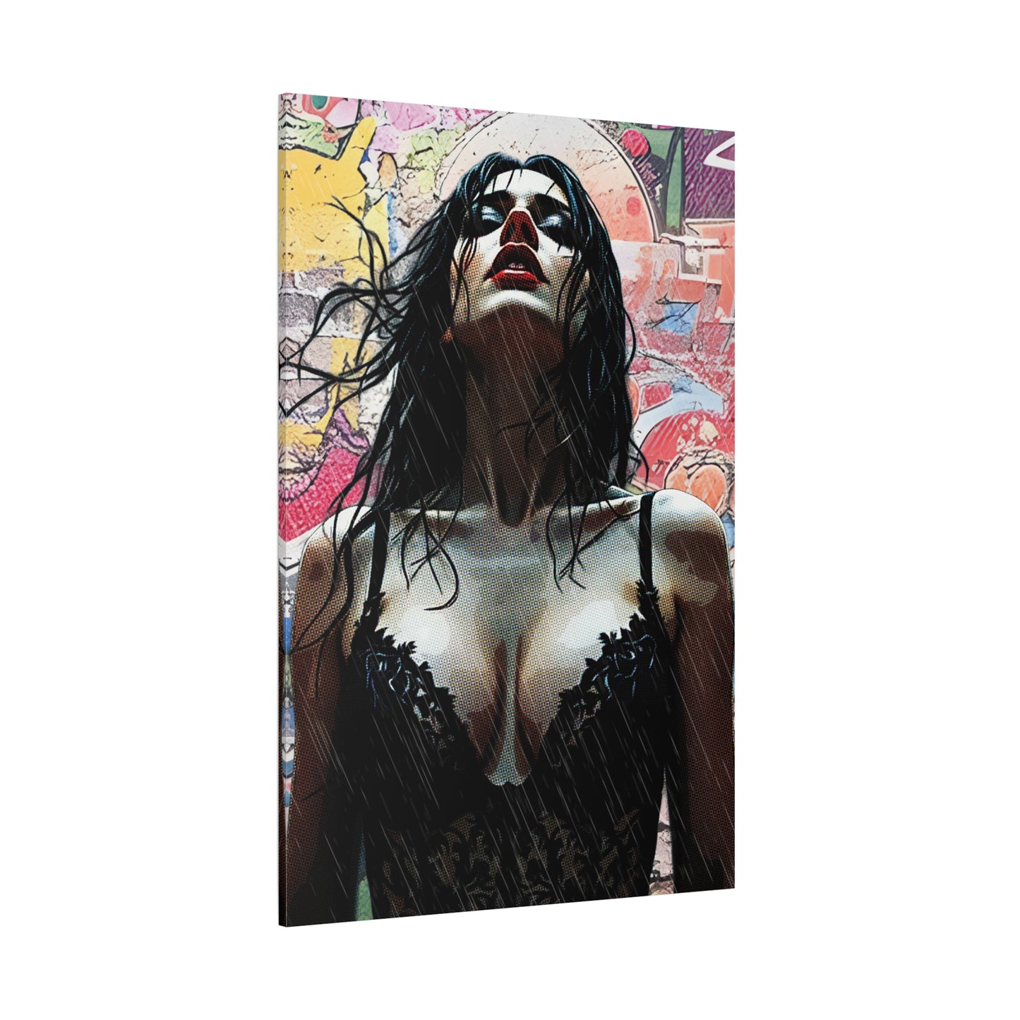 Rise Through the Storm: A Bold Expression of Strength, Passion, and Resilience in the Rain - Stretched Canvas Art Print, Wall Decor, Home Decor, Gift for Art Lovers, Modern Artwork, Contemporary Wall Art