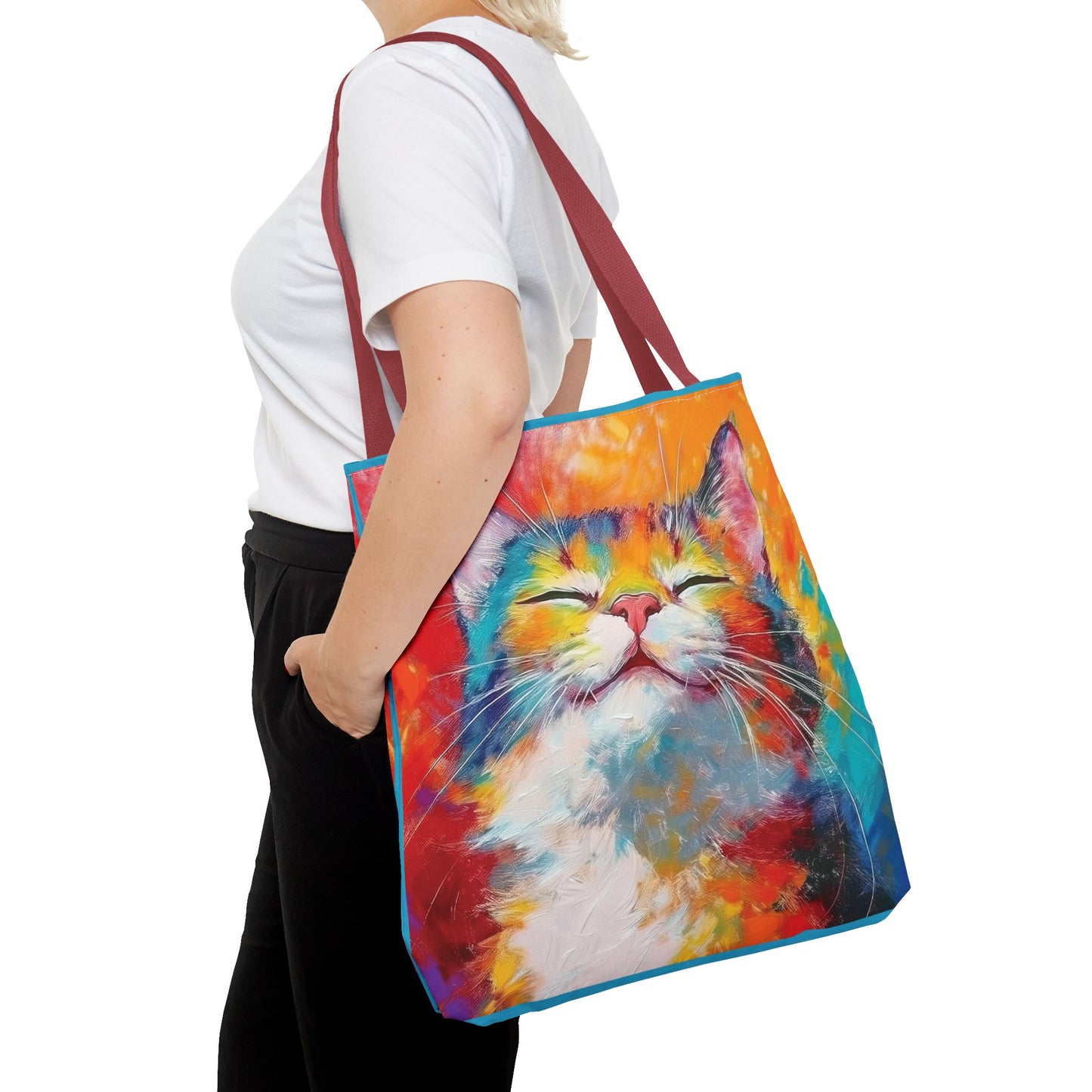 Colorful Cat Tote Bag: Pawsitive Vibes