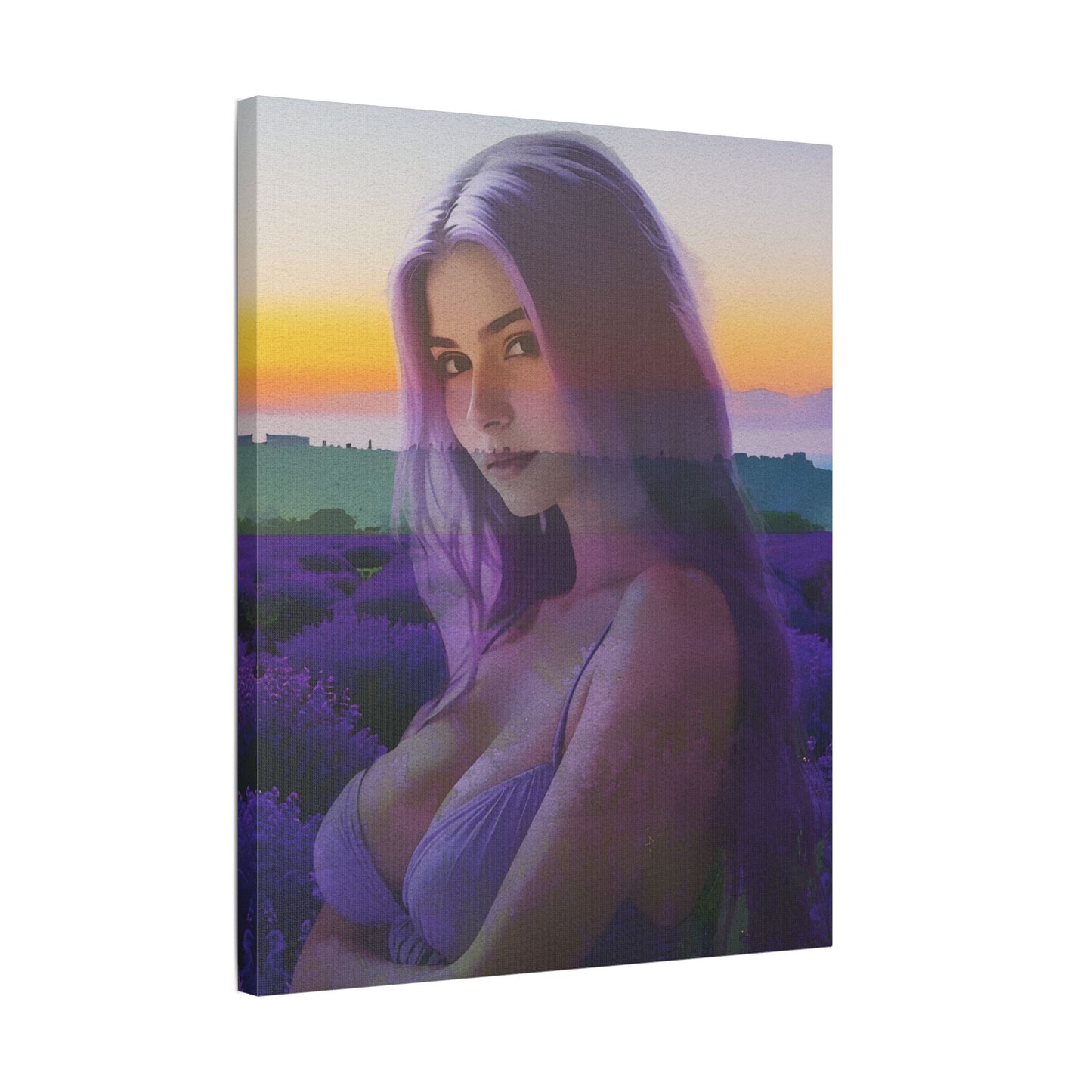 "Beautiful Lavender" – Dreamy Sunset Muse in Lavender Field Canvas Art