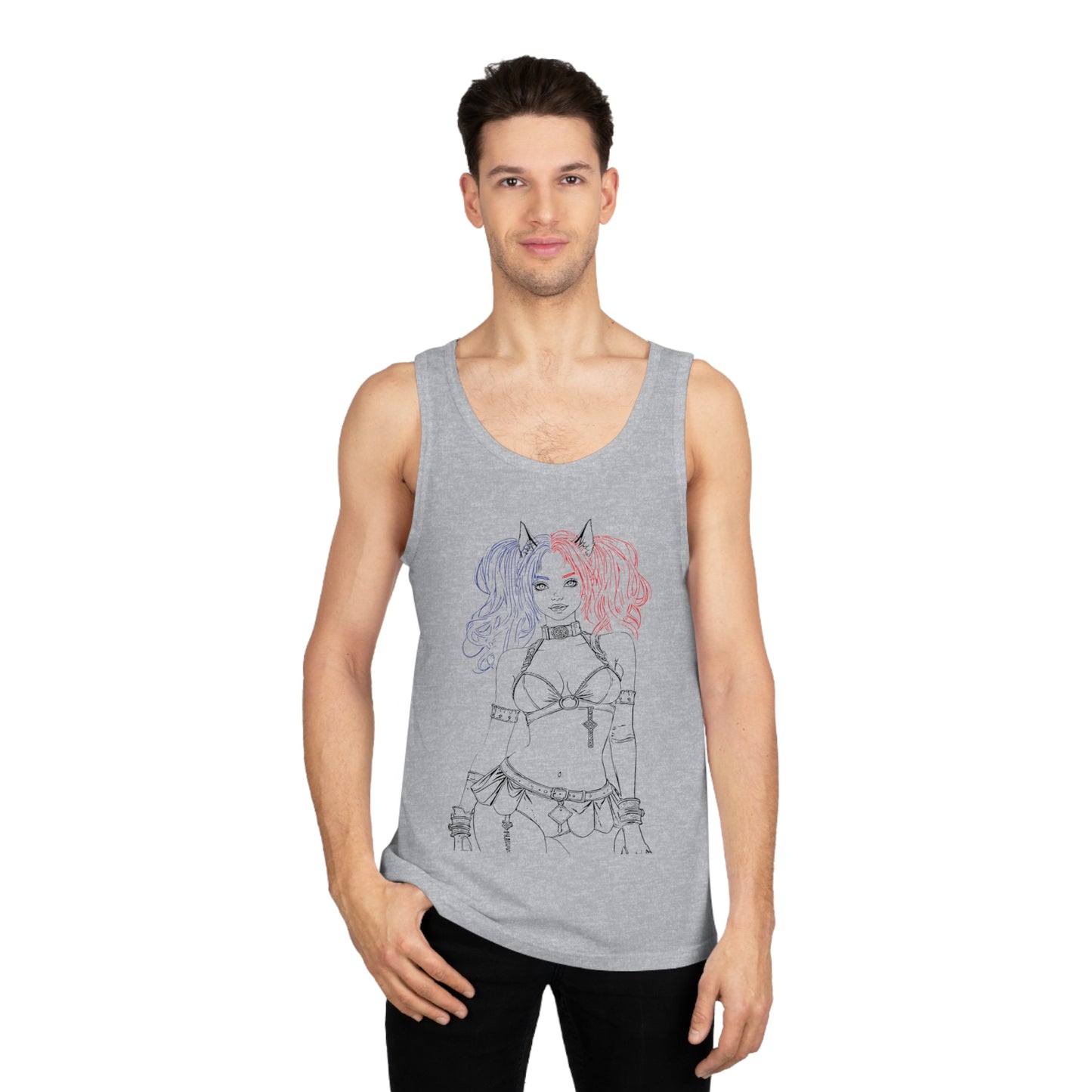 Anime style Graphic Tank Top with Unique Manga, Kawaii, Cosplay Design, Summer Outfit, Festival Wear, Alternative Fashion, Casual Streetwear