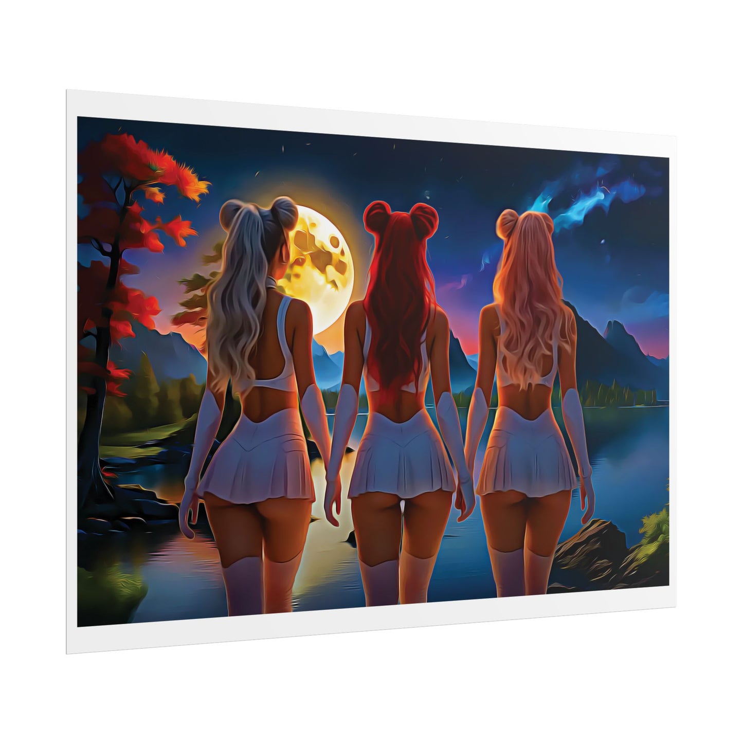 π Moon Sisters: Unity in Light, Magic in Motion - Vibrant Art Rolled Posters, Aesthetic Wall Decor, Anime Inspired Art, Unique Gift, Home Decor, Bedroom Wall Art, Feminine Aesthetic