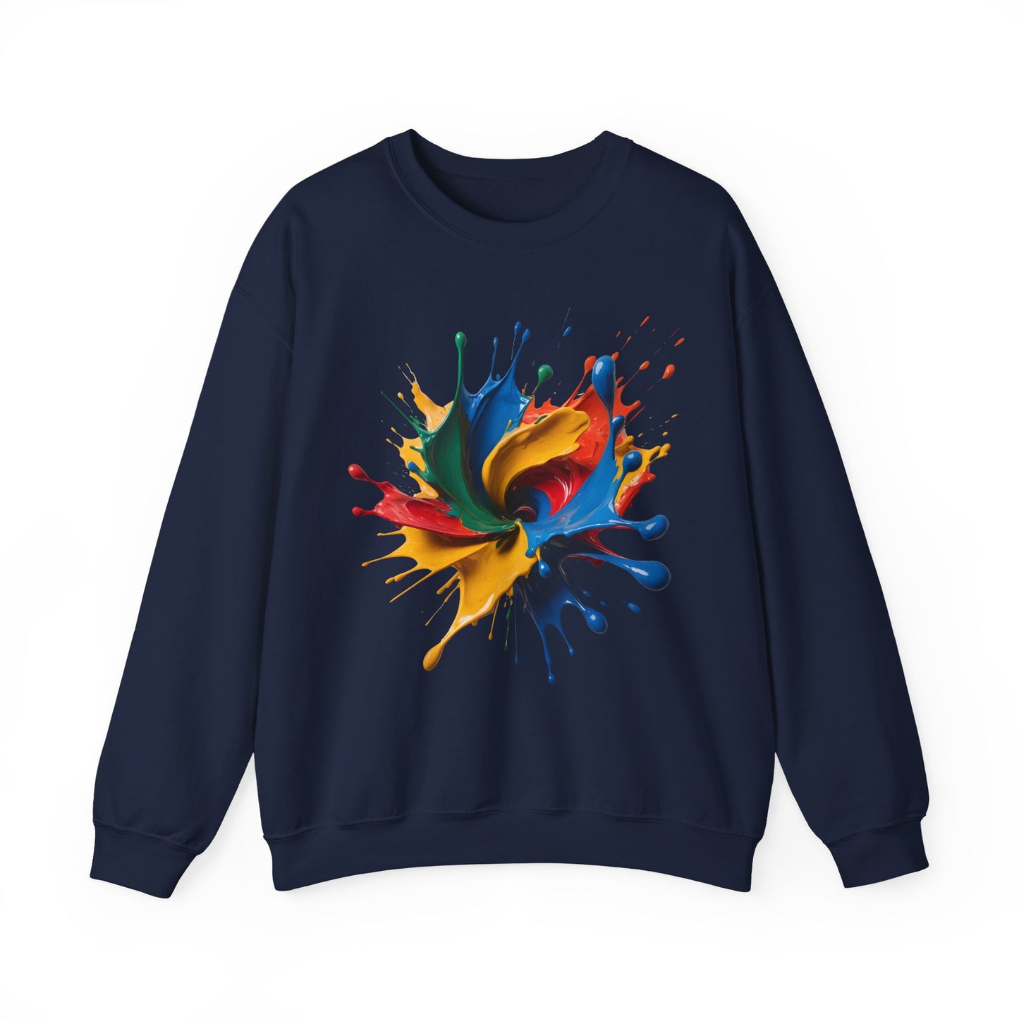 "Oops!" Color Splash Energy – Wear the Art, Feel the Vibe - Vibrant Splash Crewneck Sweatshirt - Cozy Artwear, Ideal for Gift Giving, Art Lovers, Casual Style, Unisex Apparel