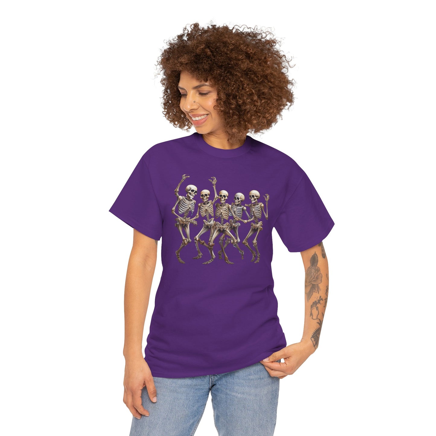 "Celebrate Life with Dancing Skeletons – Bold Apparel & Mugs that Spark Joy" - Unisex Heavy Cotton Tee with Dancing Skeletons, Halloween Shirt, Casual Tee, Party Apparel, Fun Graphic T-Shirt