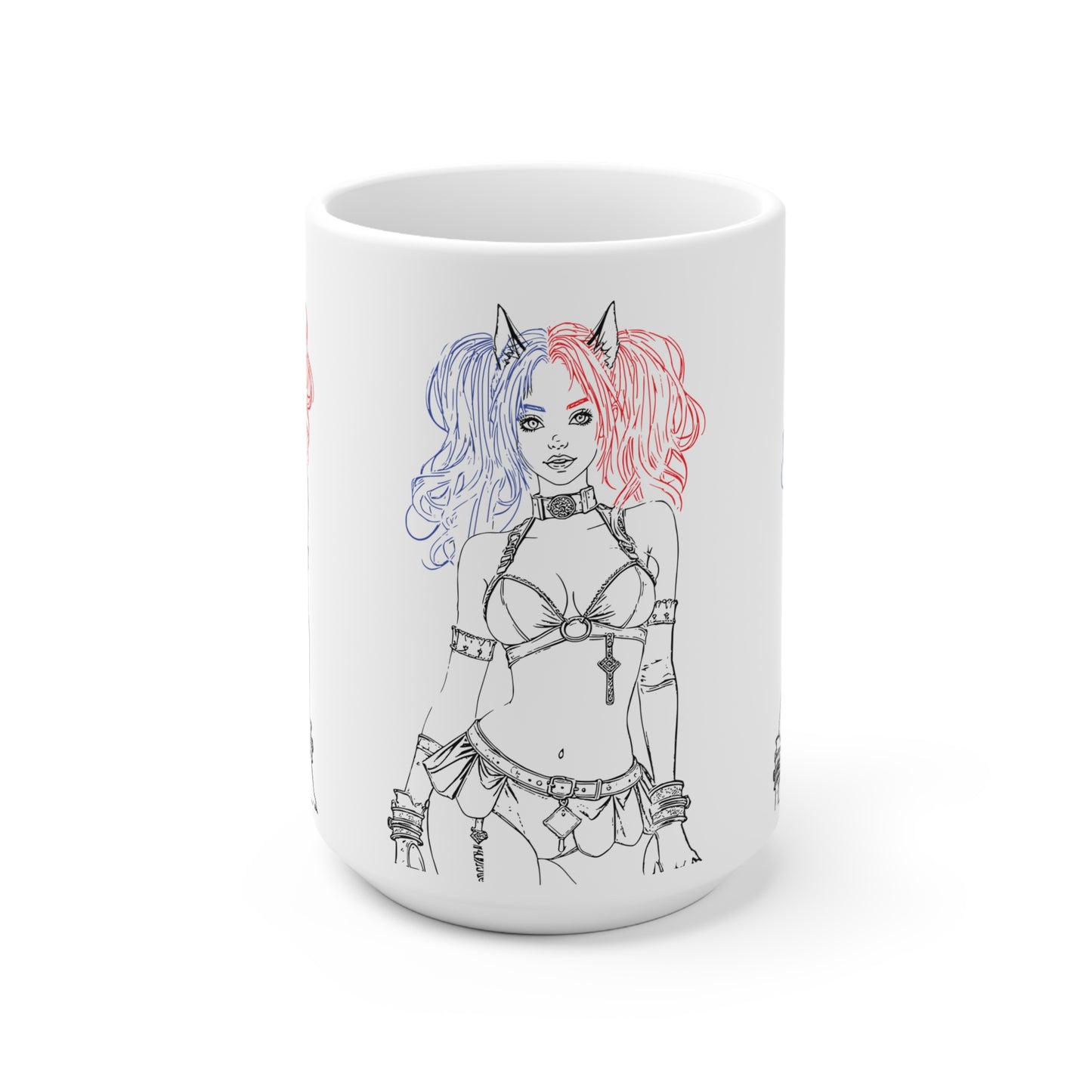 Ainime Catgirl Inspired Ceramic Mug, Cute Coffee Cup, Unique Gift for Comic Fans, Halloween, Birthday, Character Merchandise
