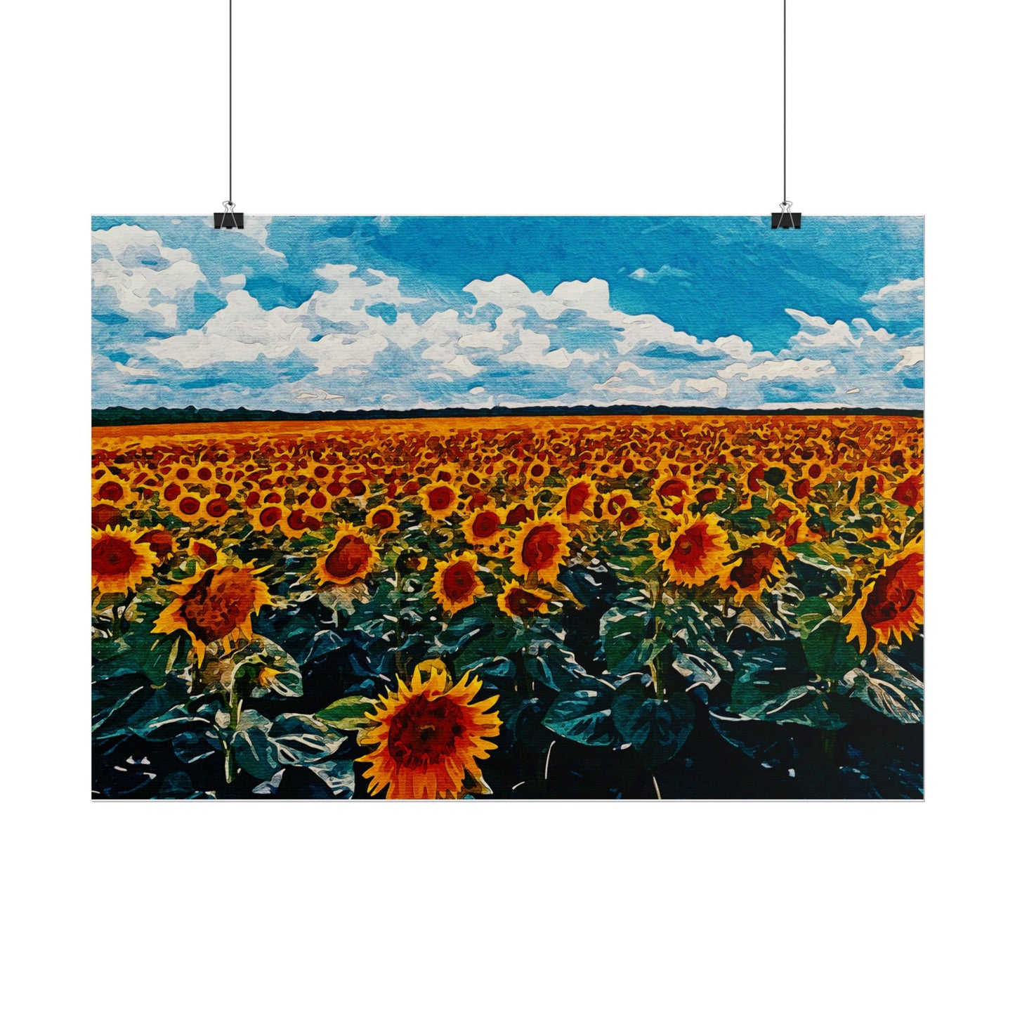 Sunflower Field Rolled Poster - Vibrant Nature Wall Art Decor