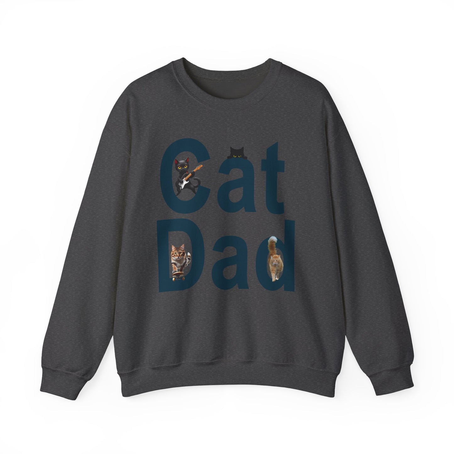 Cat Lovers Sweatshirt - Cat Dad Life: Purrfection in Progress ๐พ- Unisex Heavy Blend Crewneck