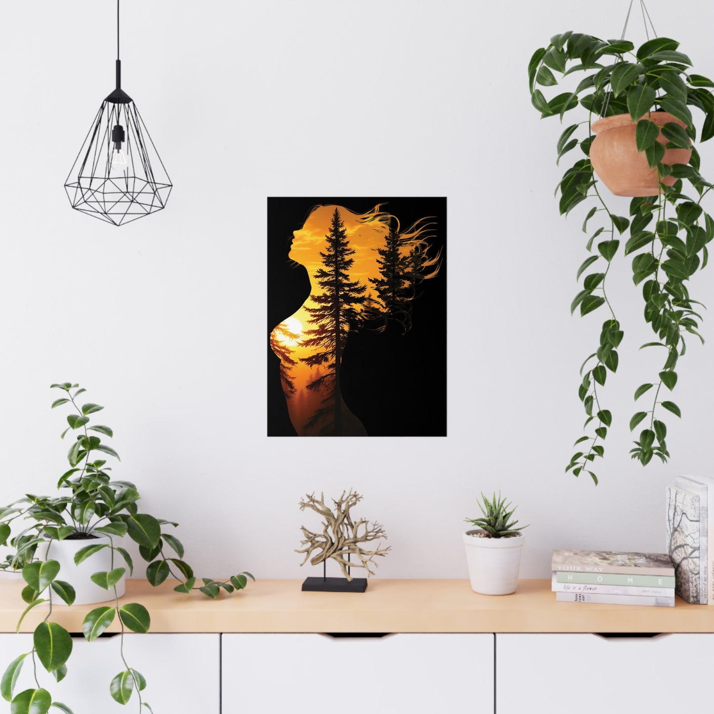 Forest Queen – Embrace the Wild Elegance #ForestQueen #ArtPrint #DoubleExposure #NatureArt #HomeDecor Matte Poster, Bohemian Wall Art, Home Decor, Inspirational Art, Gifts for Nature Lovers, Bedroom Decoration
