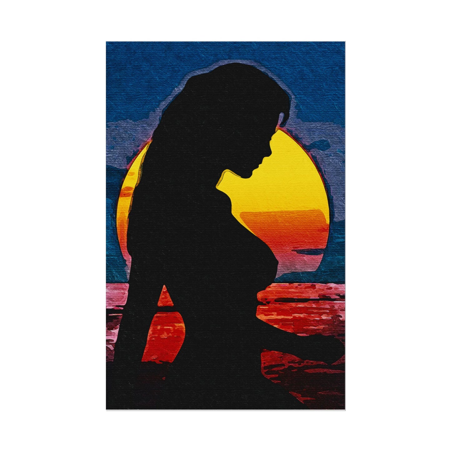 Radiant Horizons: Empowering Silhouette by Sunset – Embrace Inner Strength and Inspiring Beauty - Vibrant Beach Sunset Rolled Poster, Living Room Decor, Nautical Art, Home Aesthetic, Gift for Beach Lovers, Boho Wall Art