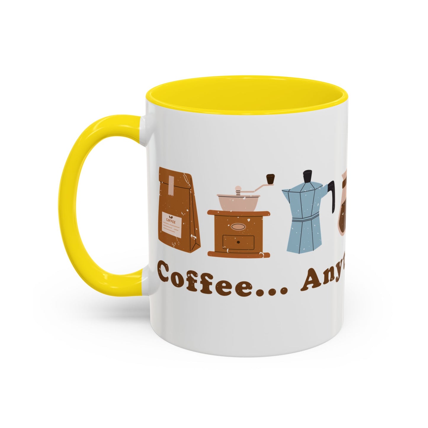 Mug - Coffee Anytime, Anywhere - Retro, vintage Accent Coffee Mug (11oz)